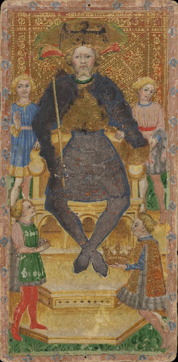 The Emperor · Visconti di Modrone tarot, Milan, 1442–1447 · Yale (public domain)