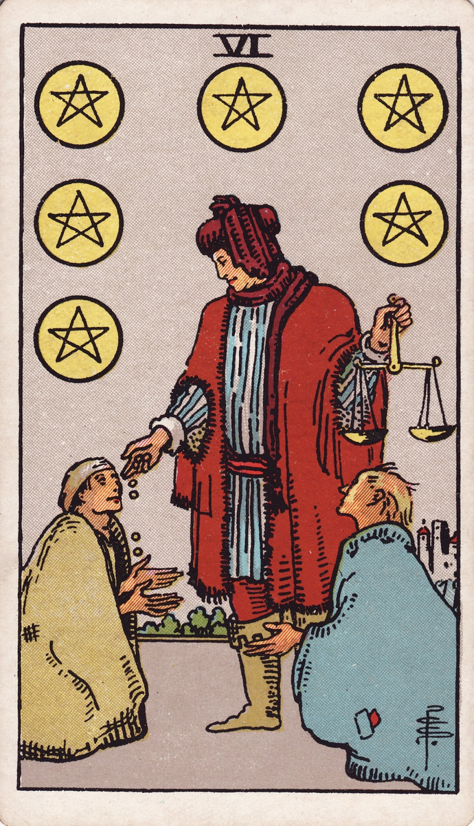 The Six of Pentacles · Rider–Waite–Smith