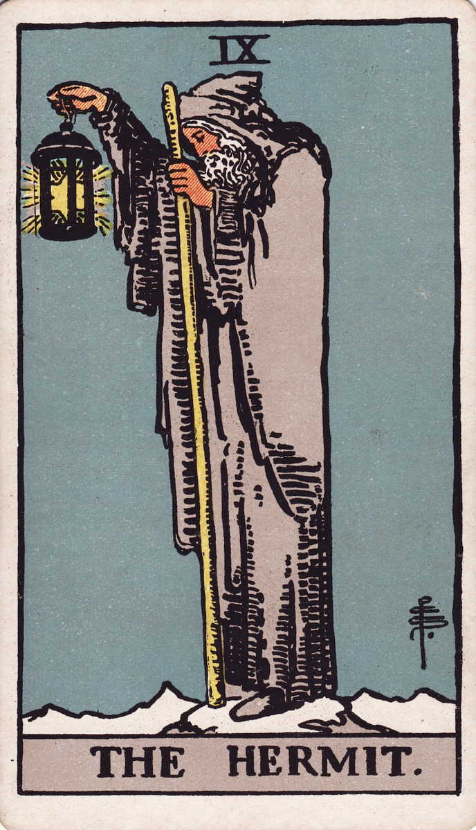 The Hermit (IX) · Rider–Waite–Smith tarot (public domain)