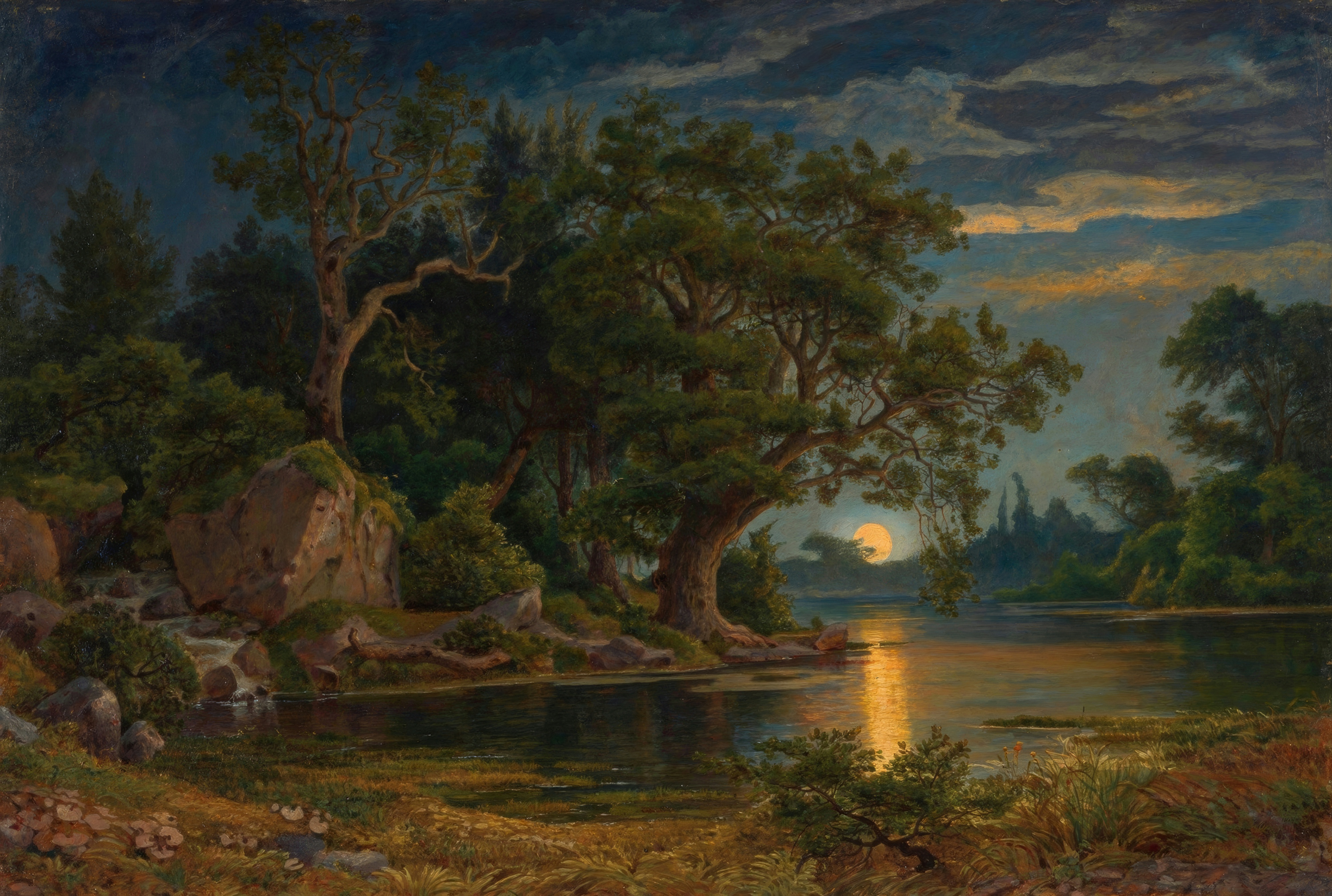 Surrealium edition: Forest Landscape by Water at Moonrise