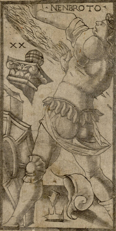 Nenbroto (XX) · Sola Busca tarot, uncoloured engraving, about 1490 · ALBERTINA, Vienna (public domain)