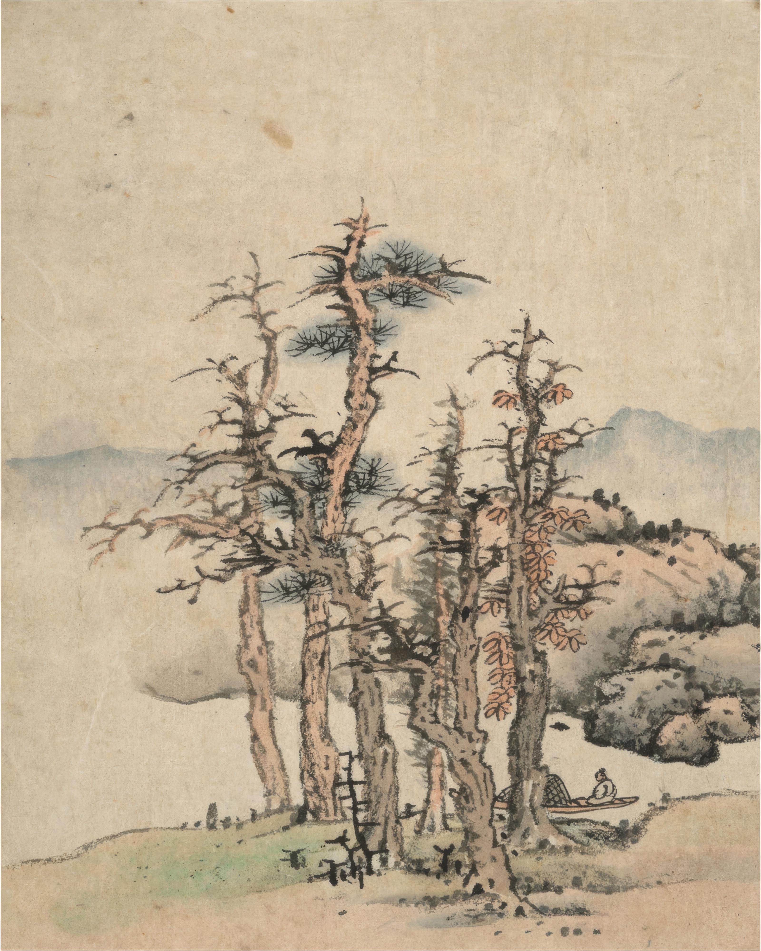 Misty mountains, pines and quiet rivers in soft ink and colour.
