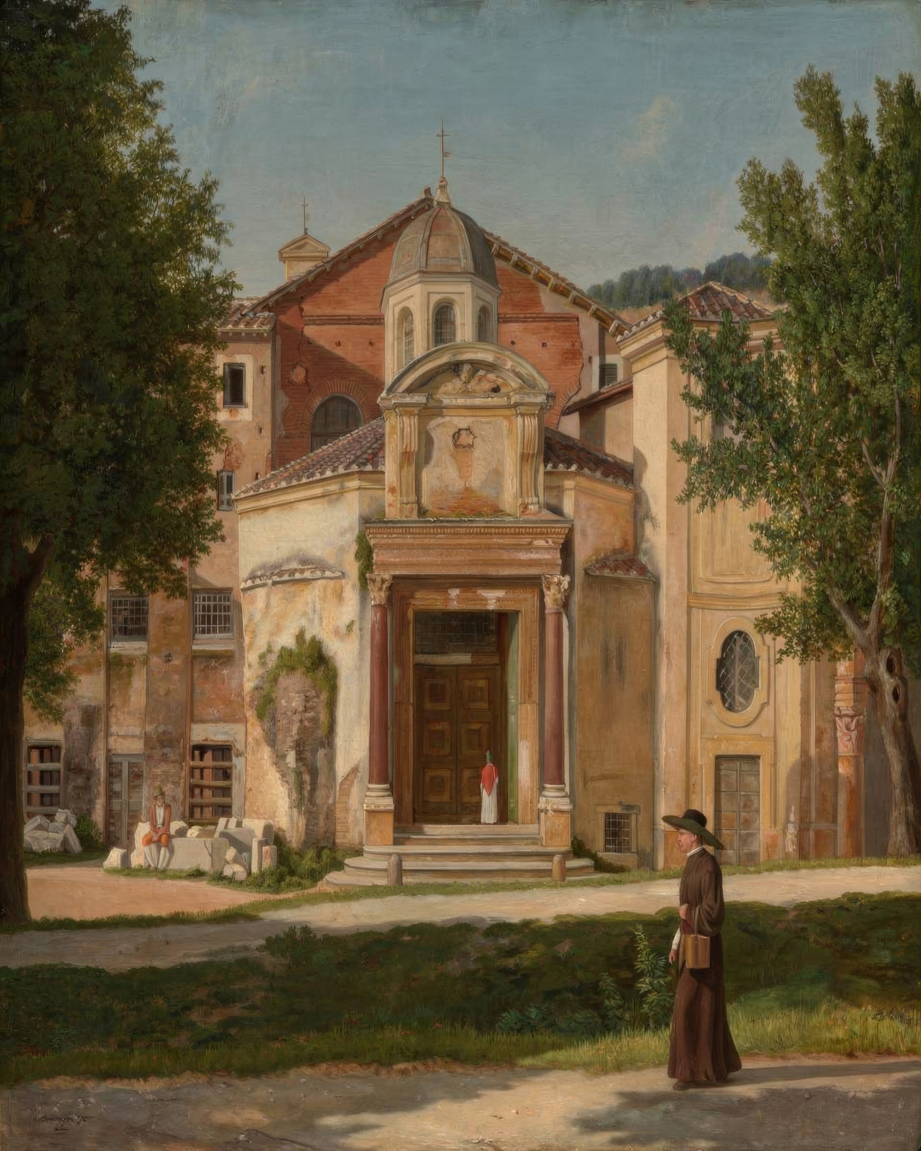 A sunlit stretch of the ancient Via Sacra in Rome, leading toward the church of Saints Cosmas and Damian.