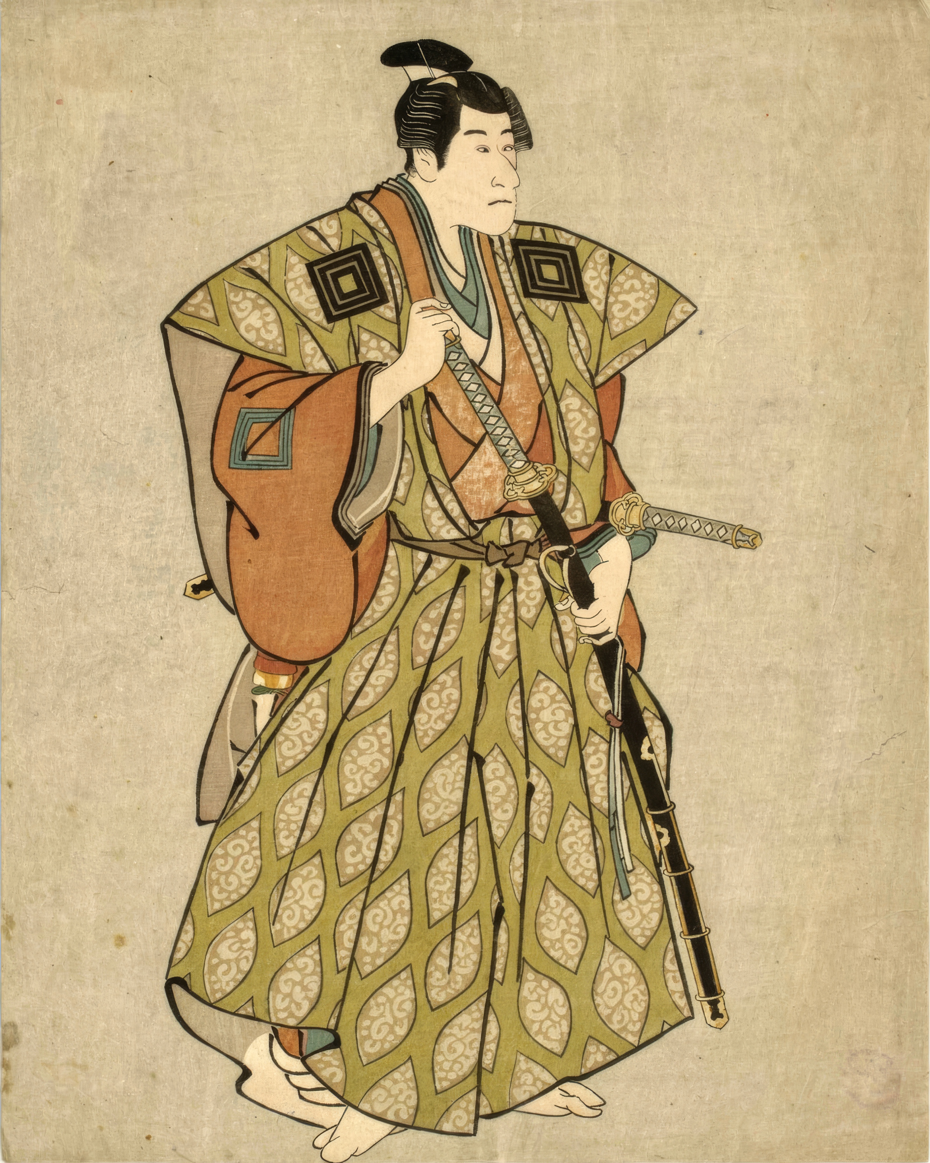 The kabuki actor Ichikawa Danjūrō VI in a warrior’s role, arms crossed.