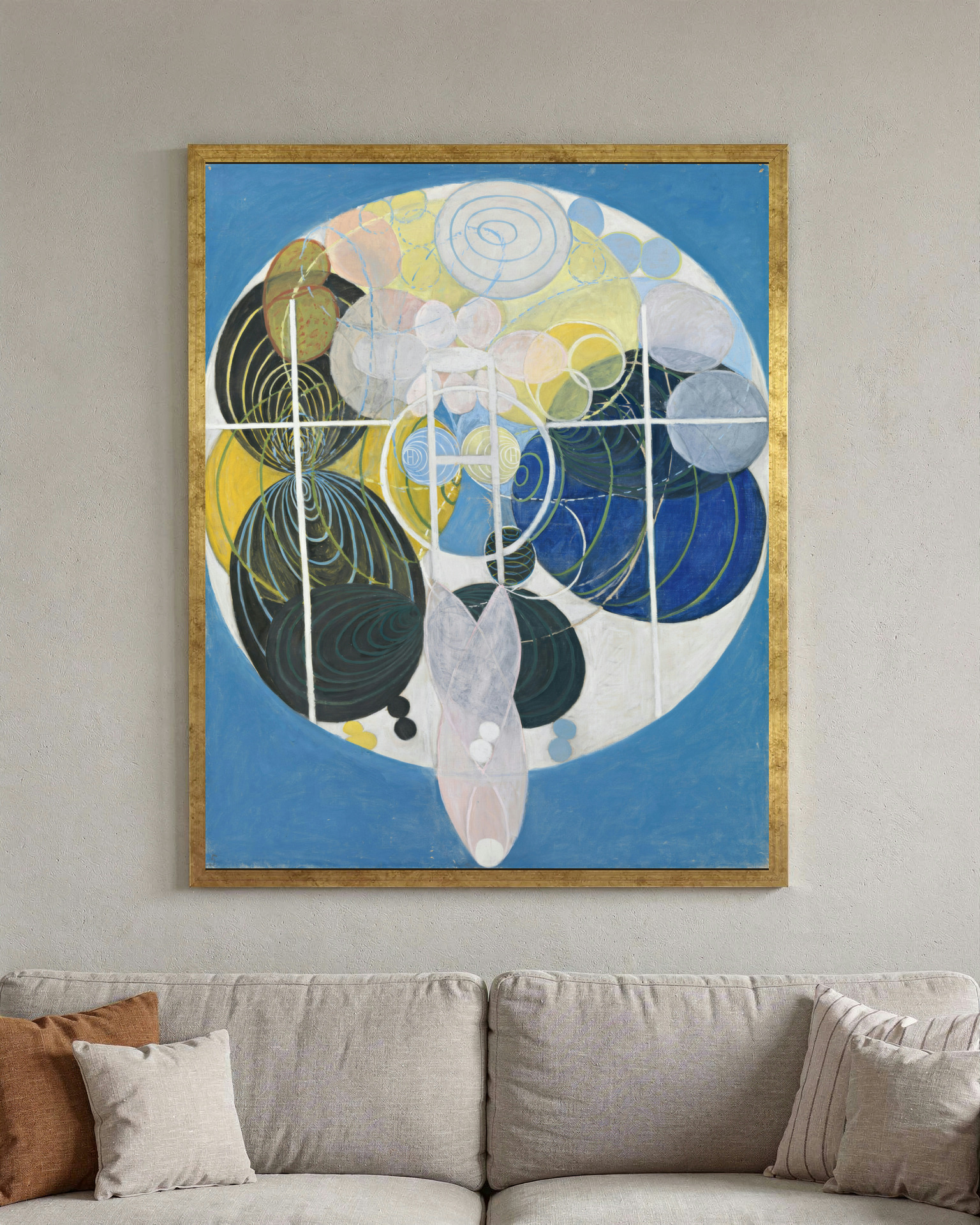 The Key to the Work up to this Point by Hilma af Klint as a framed print in a living room (visualization)