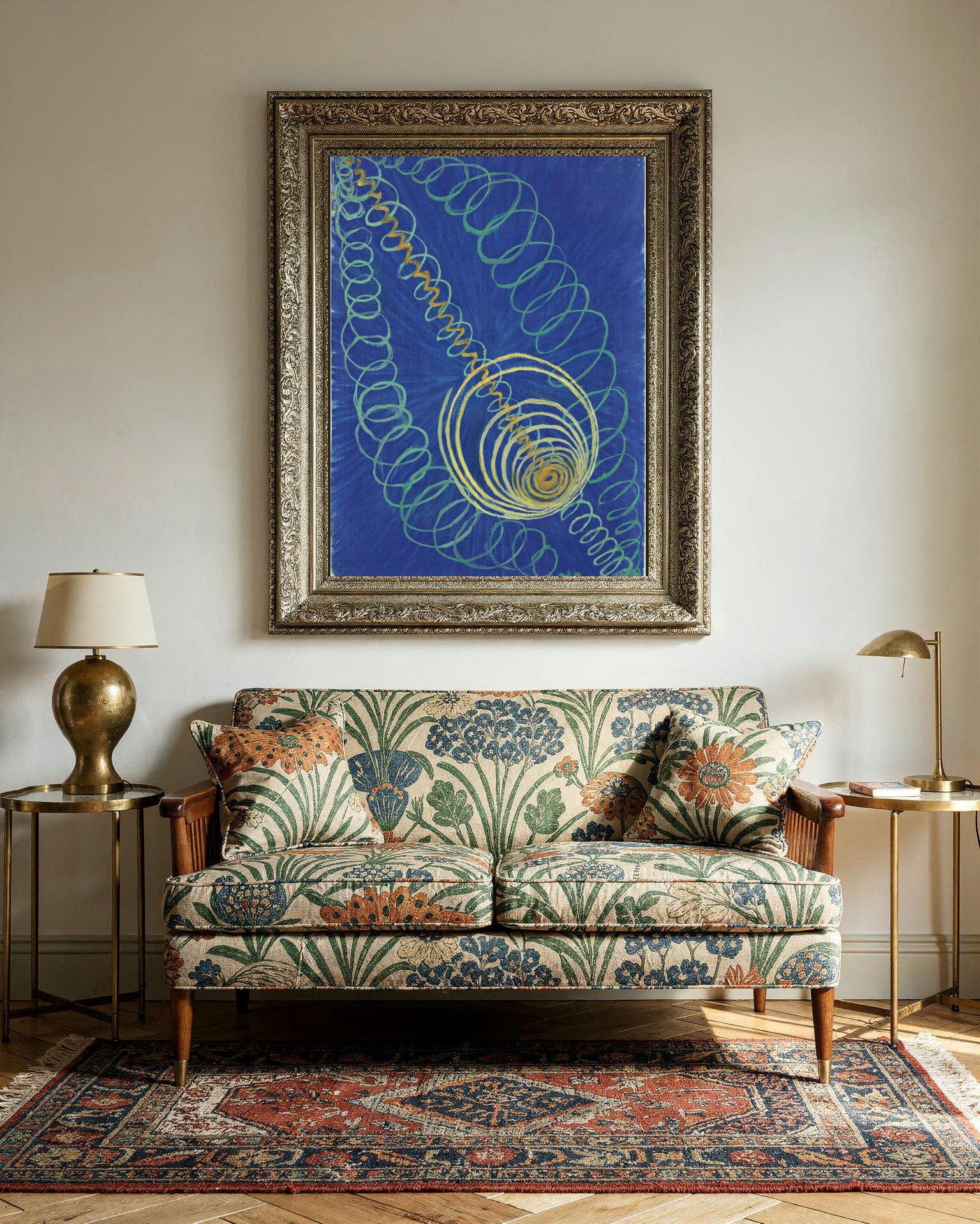 Primordial Chaos, No. 16 by Hilma af Klint as a framed print in a living room (visualization)