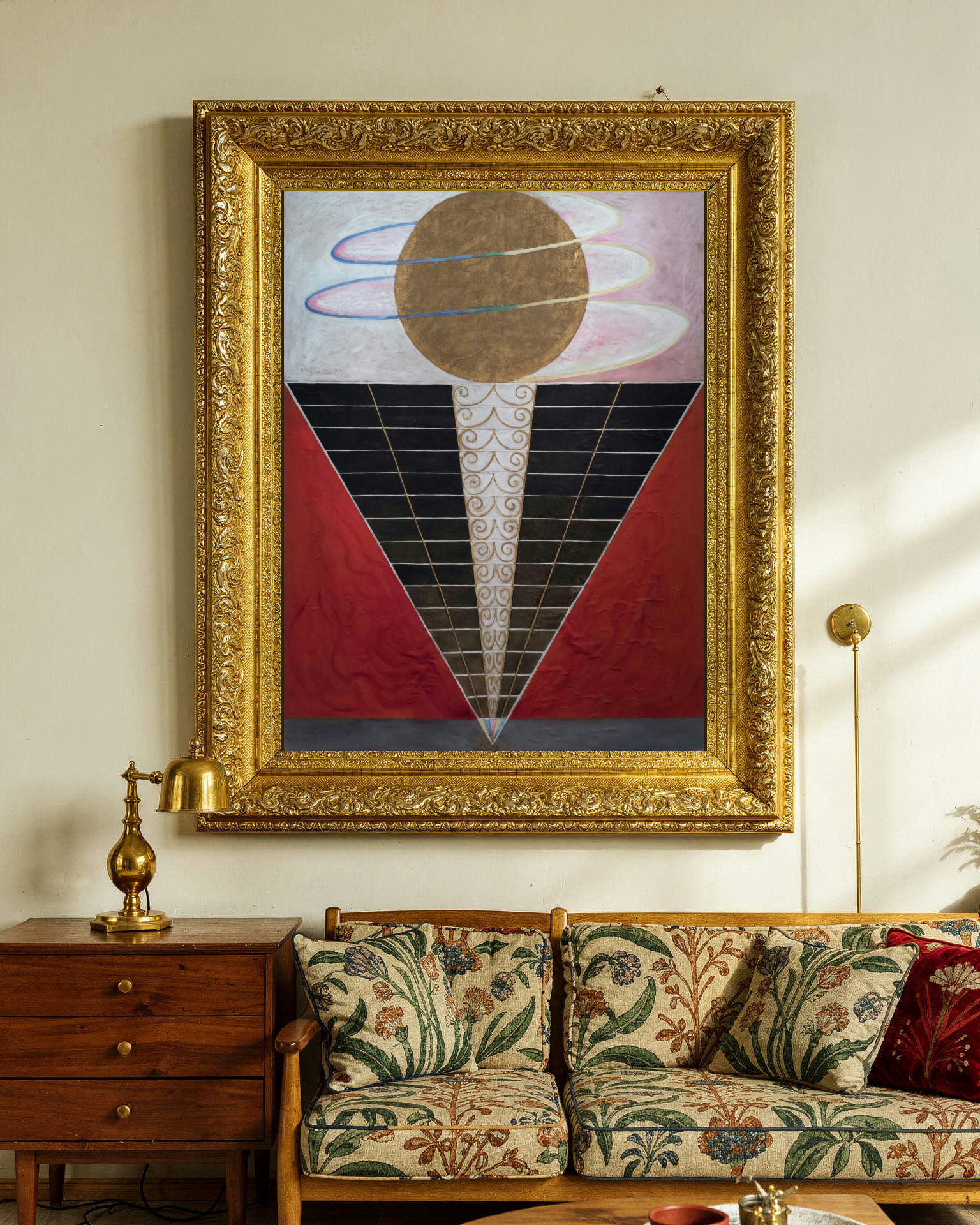 Altarpiece, No. 2 by Hilma af Klint as a framed print in a living room (visualization)