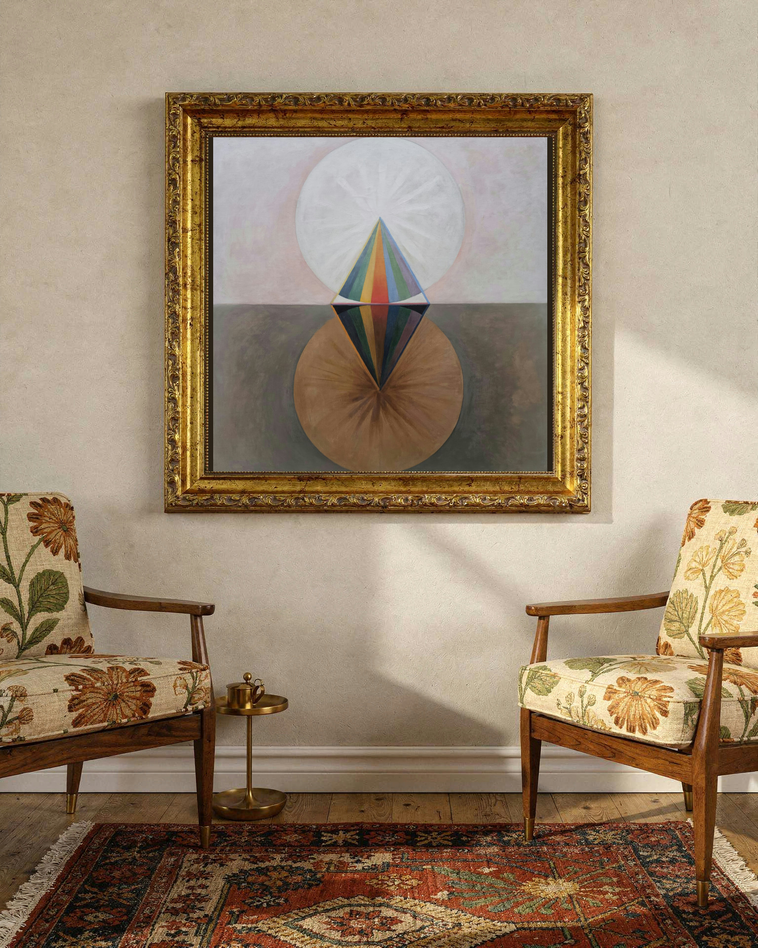 The Swan, No. 12 by Hilma af Klint as a framed print in a living room (visualization)