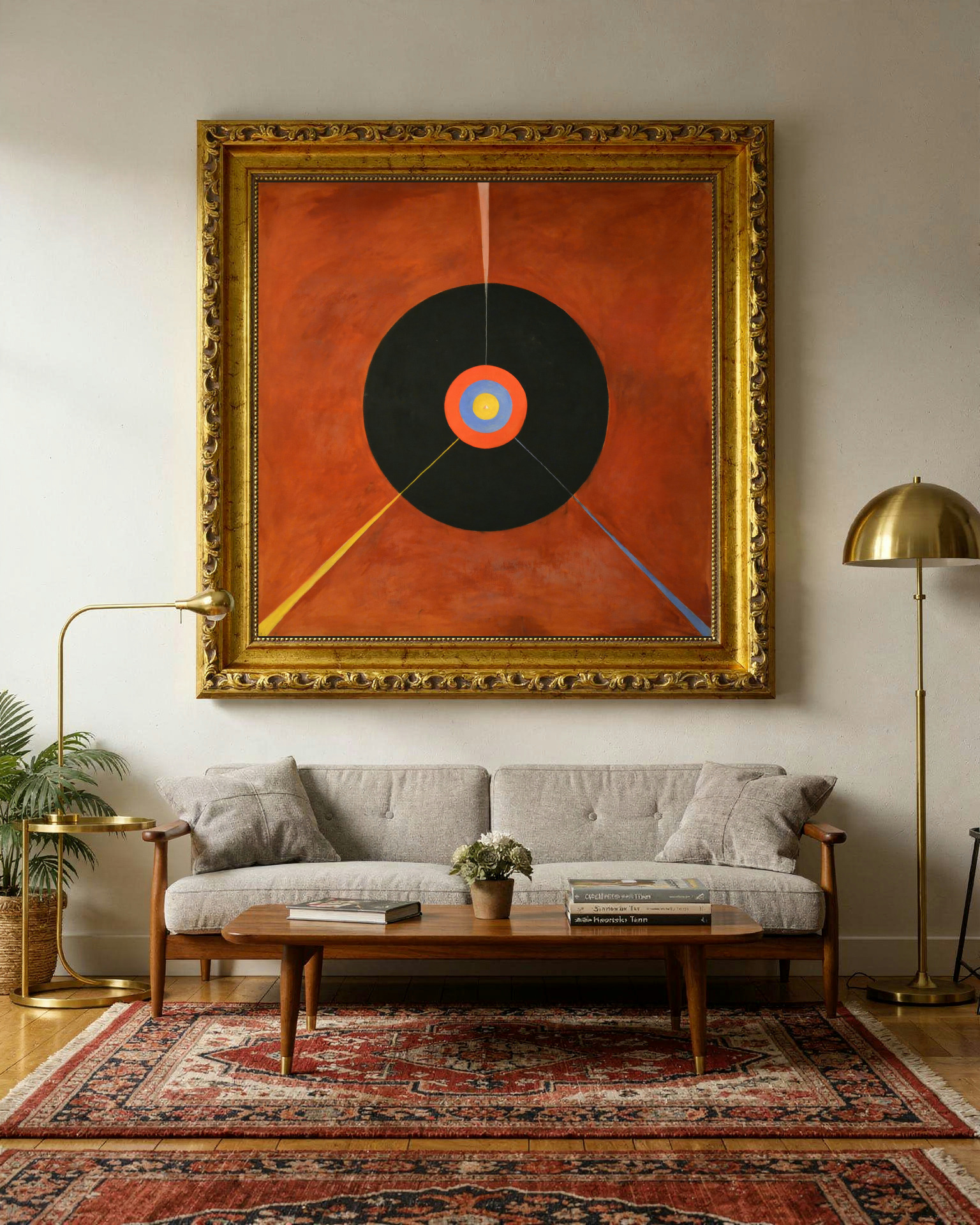 The Swan, No. 18 by Hilma af Klint as a framed print in a living room (visualization)
