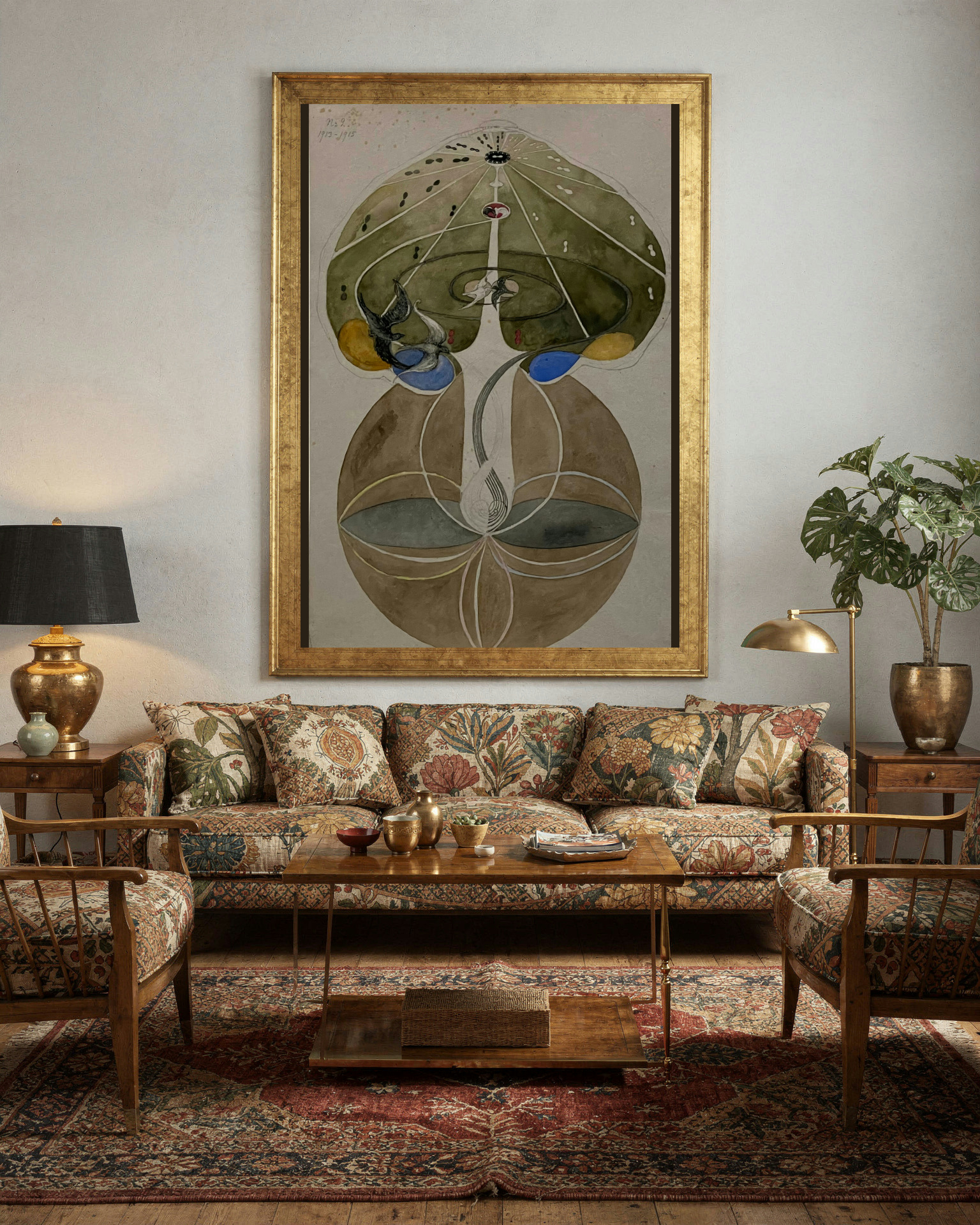Tree of Knowledge, No. 2 by Hilma af Klint as a framed print in a living room (visualization)