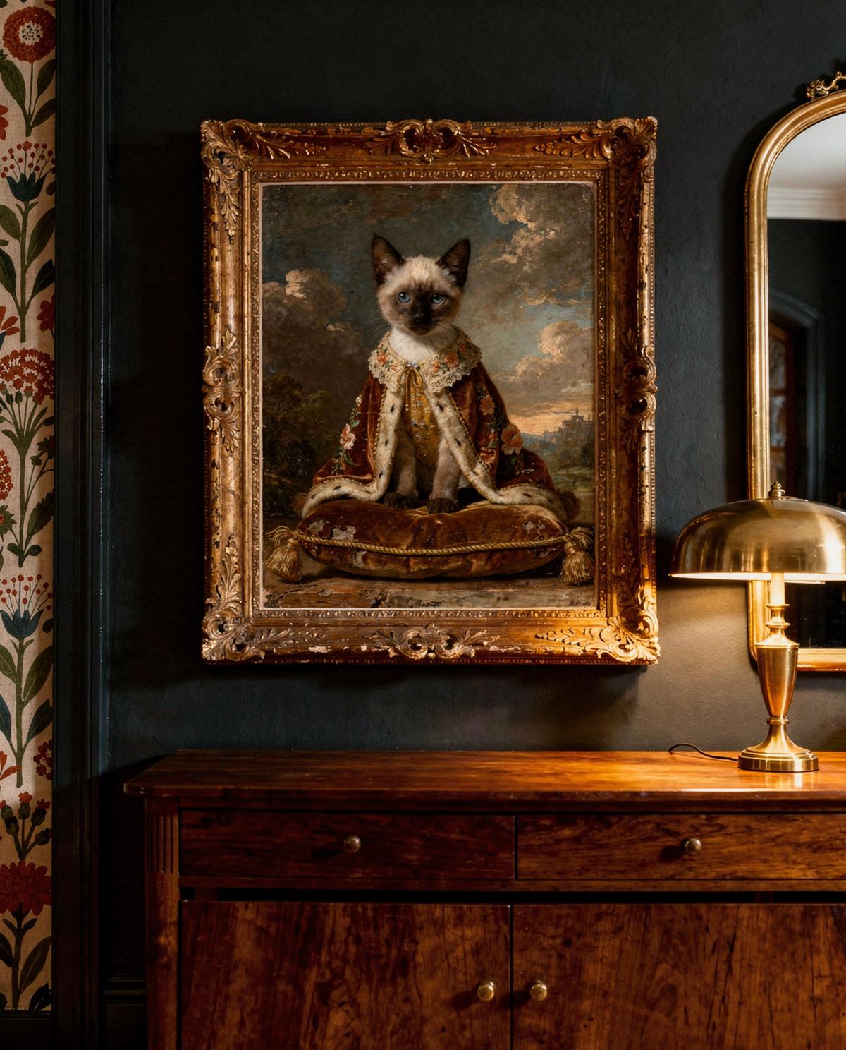 Feline Renaissance Sky pet portrait — custom painted portrait by Fable