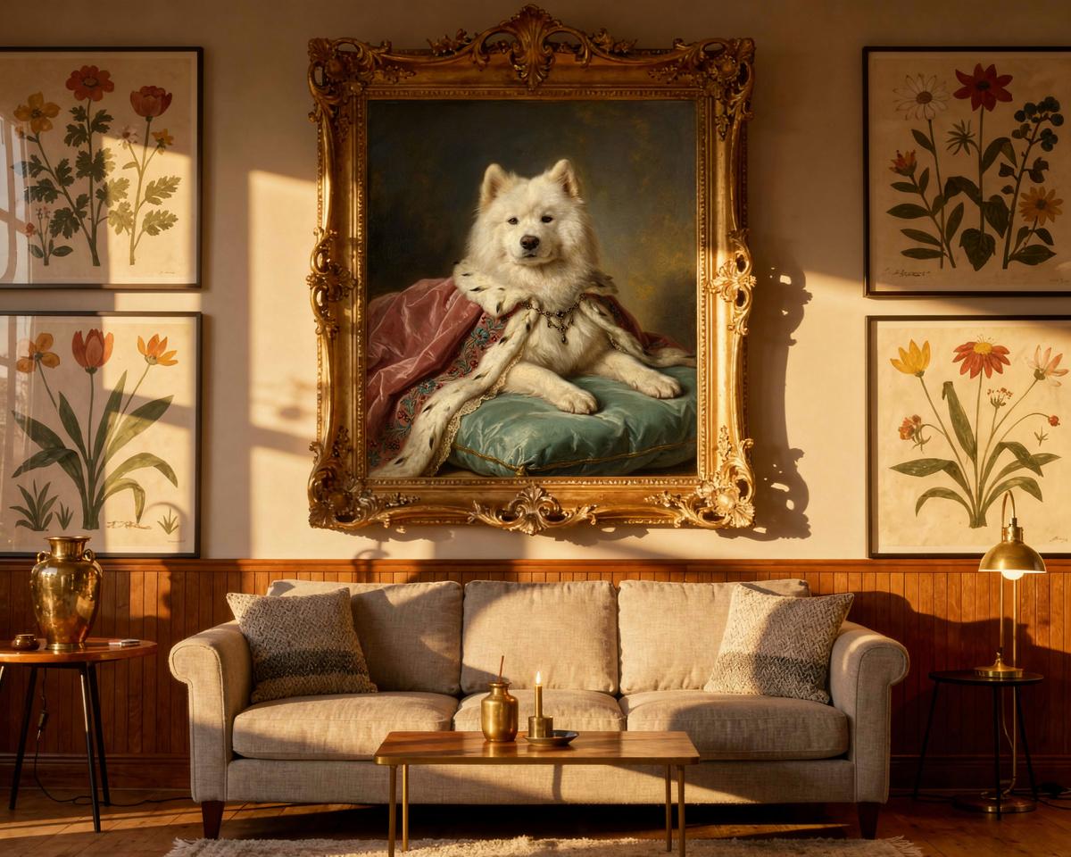 Rococo pet portrait — custom painted portrait by Fable
