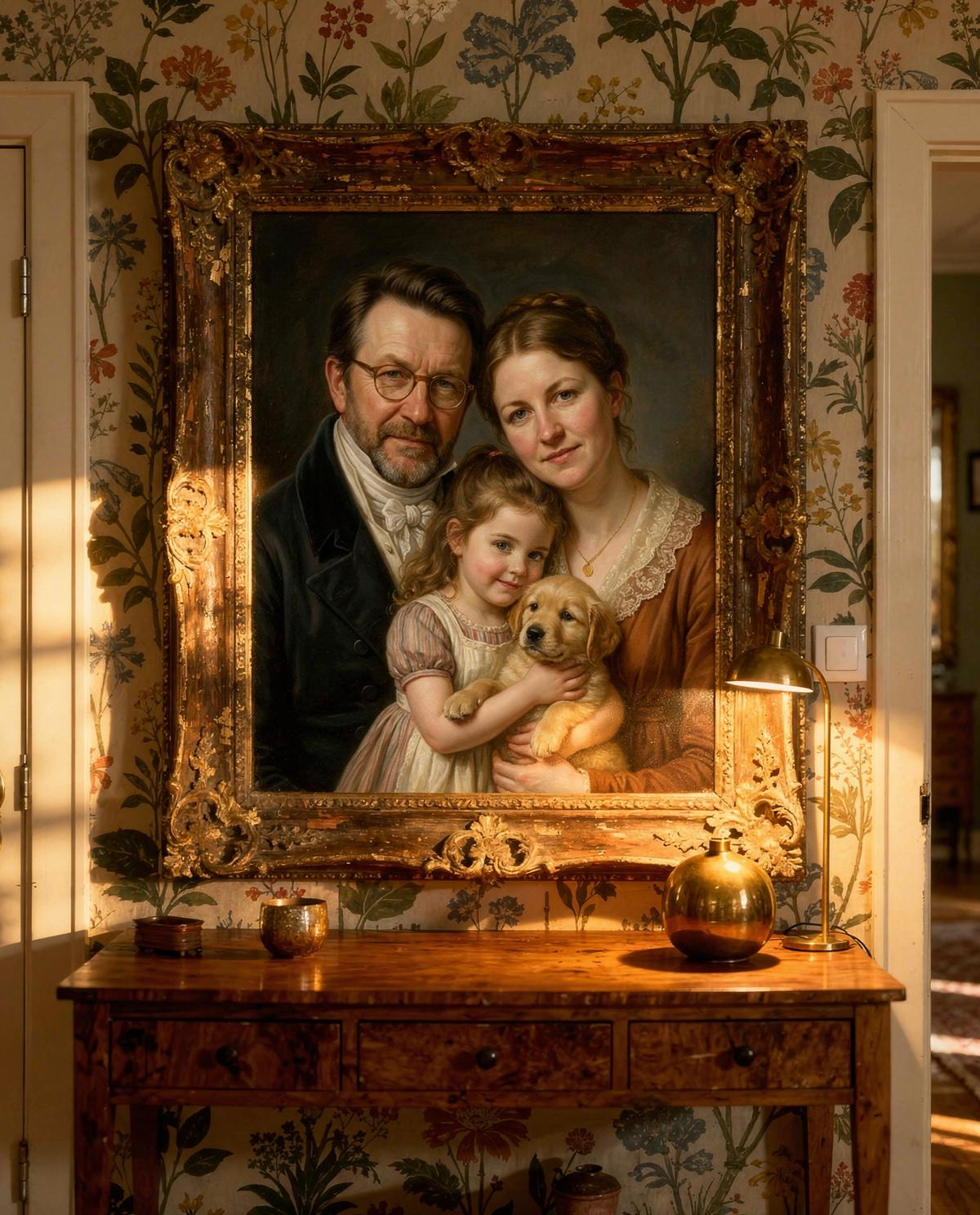 French Romance Family human portrait — custom painted portrait by Fable