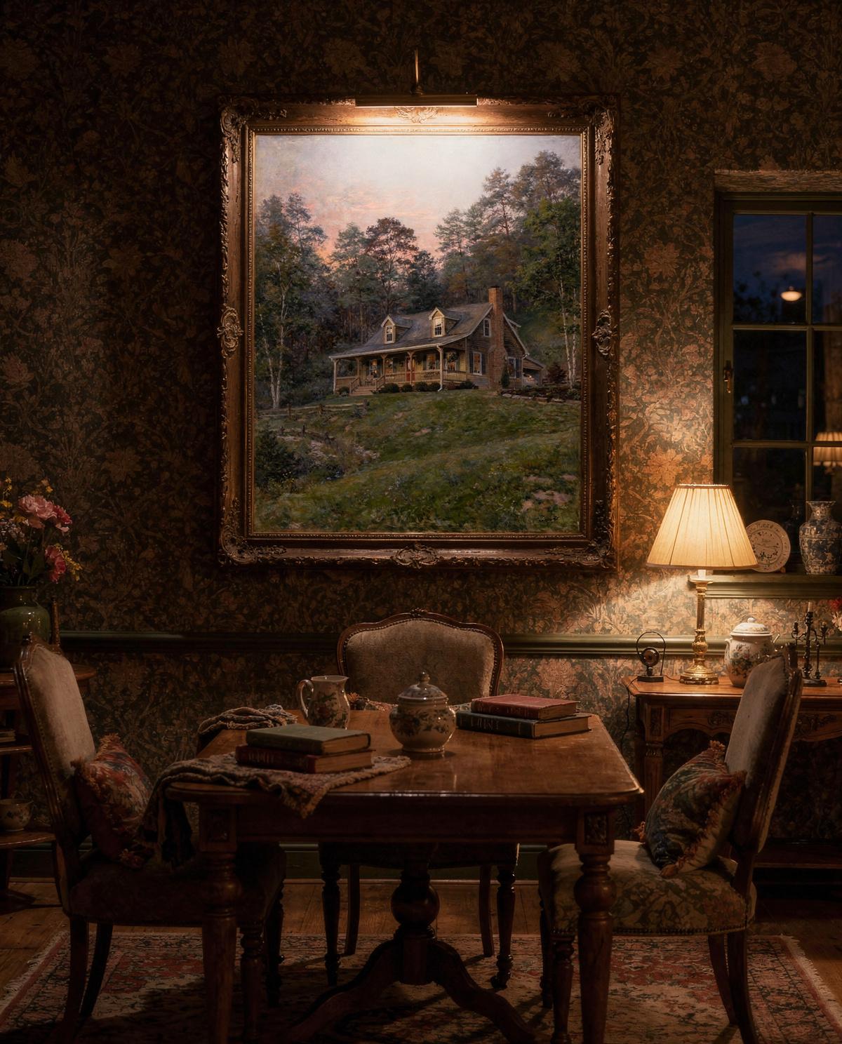 Pinewood home portrait — custom painted portrait by Fable