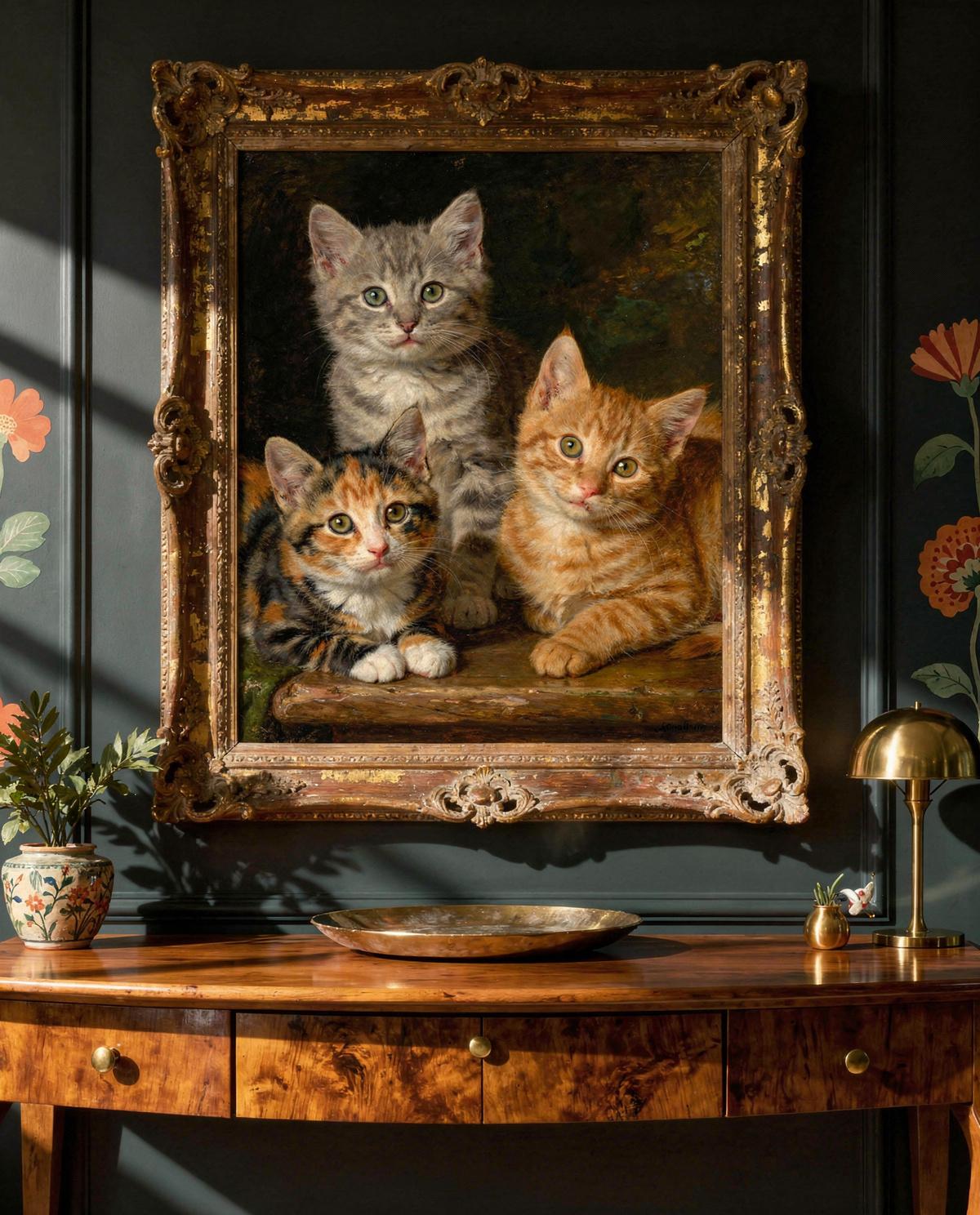 Presence Kittens pet portrait — custom painted portrait by Fable