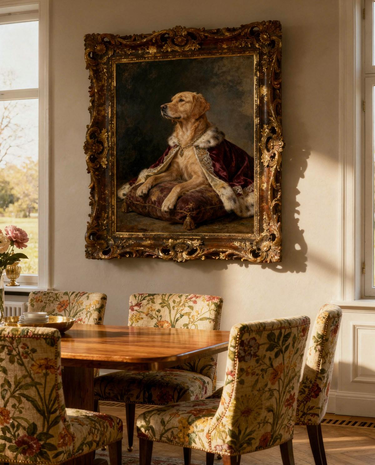 Baroque Red pet portrait — custom painted portrait by Fable