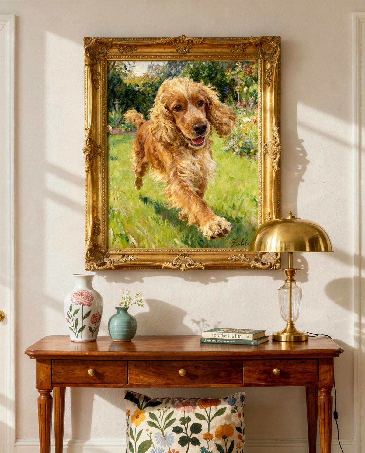 Midsummer pet portrait — custom painted portrait by Fable