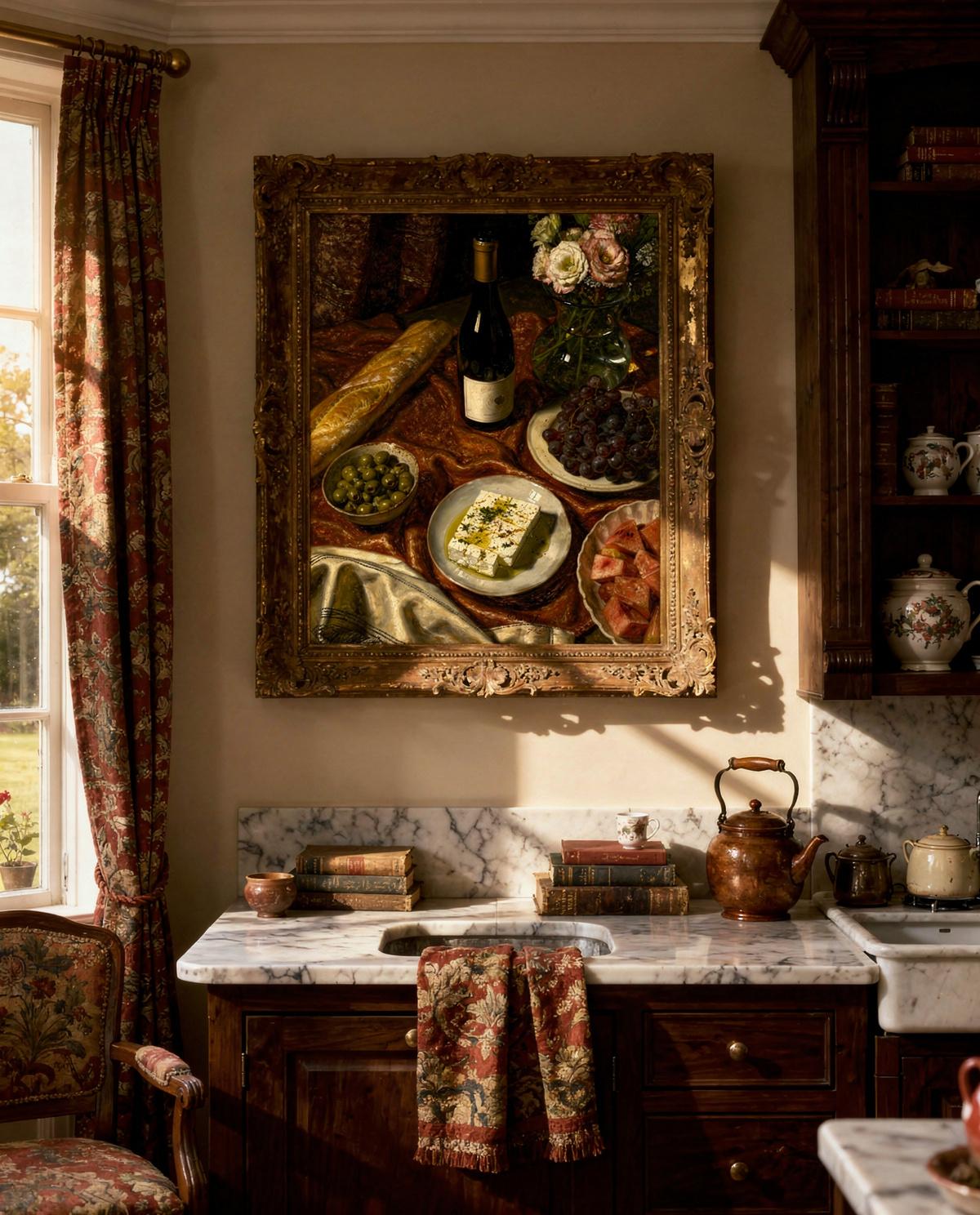 Wine & Olives art piece — custom painted portrait by Fable