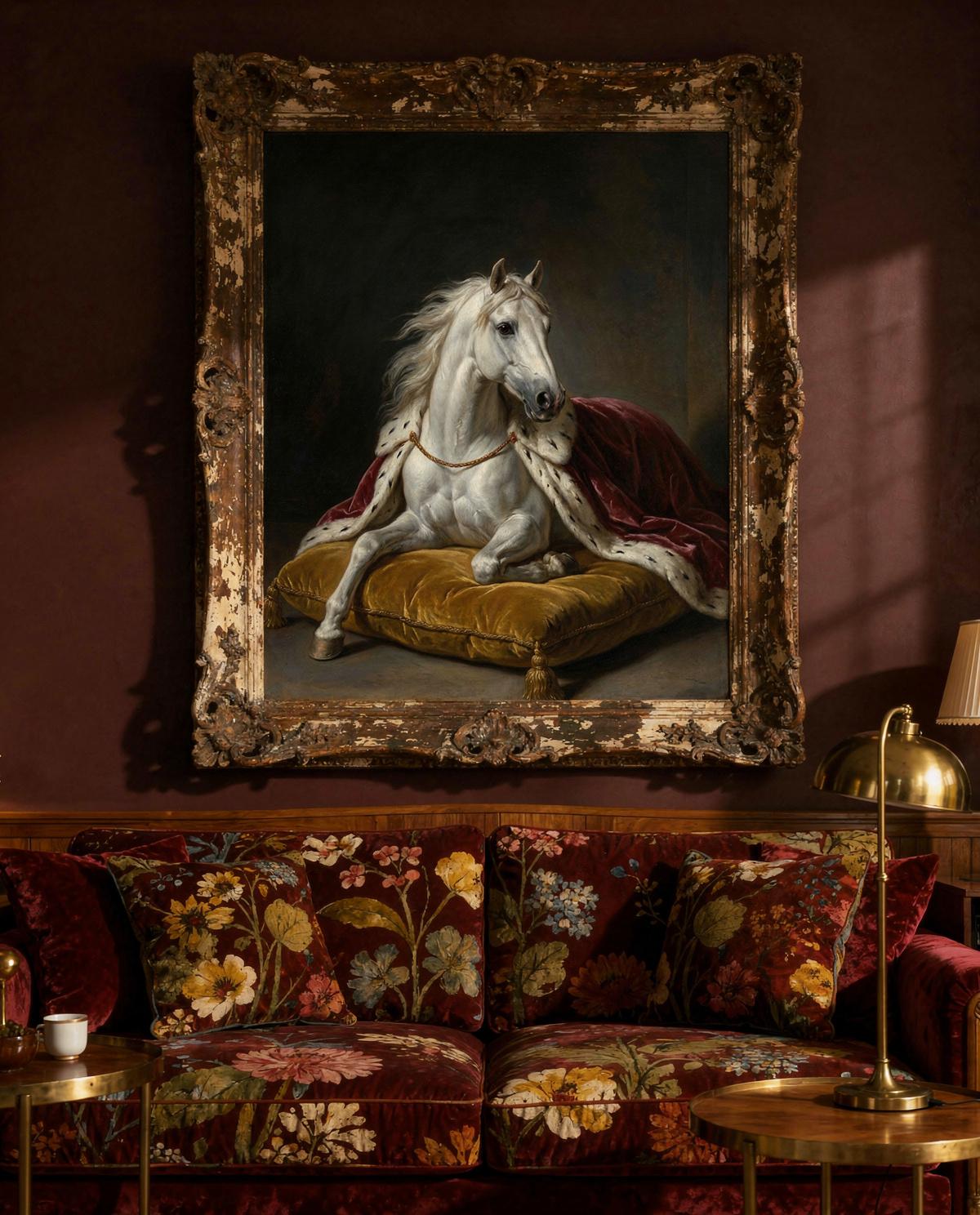 Baroque Red Horse pet portrait — custom painted portrait by Fable