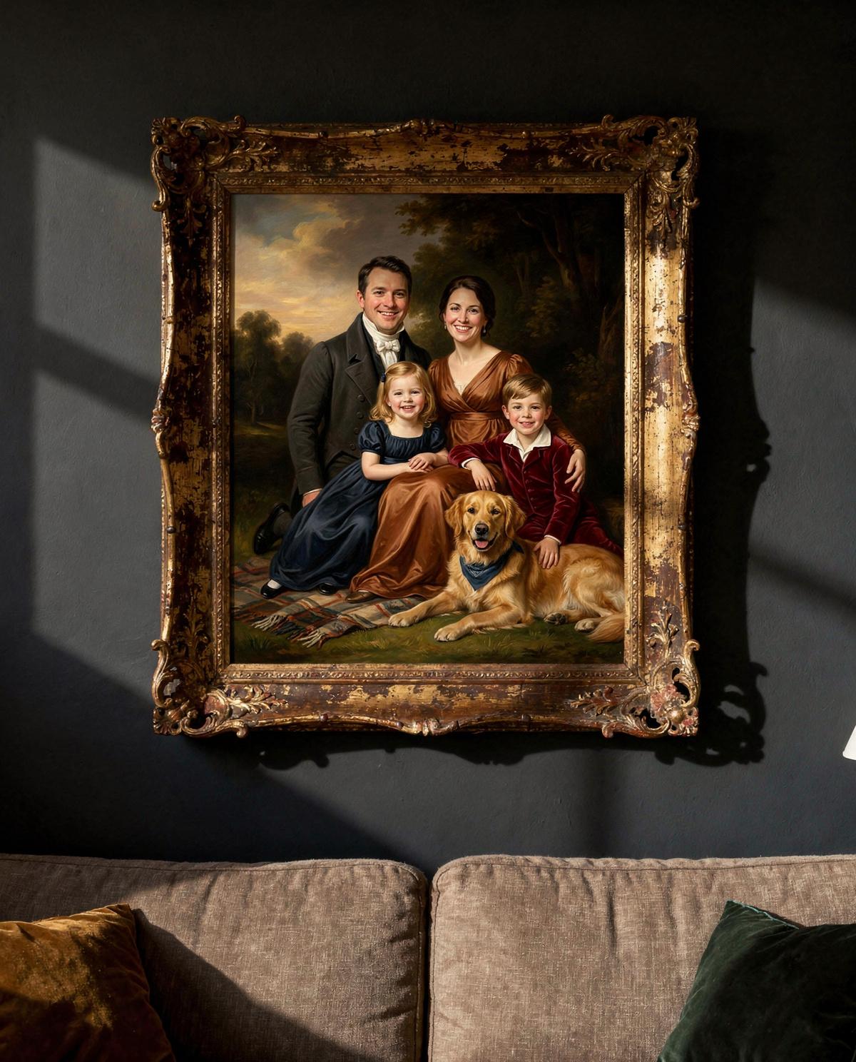 Red Forest Family human portrait — custom painted portrait by Fable
