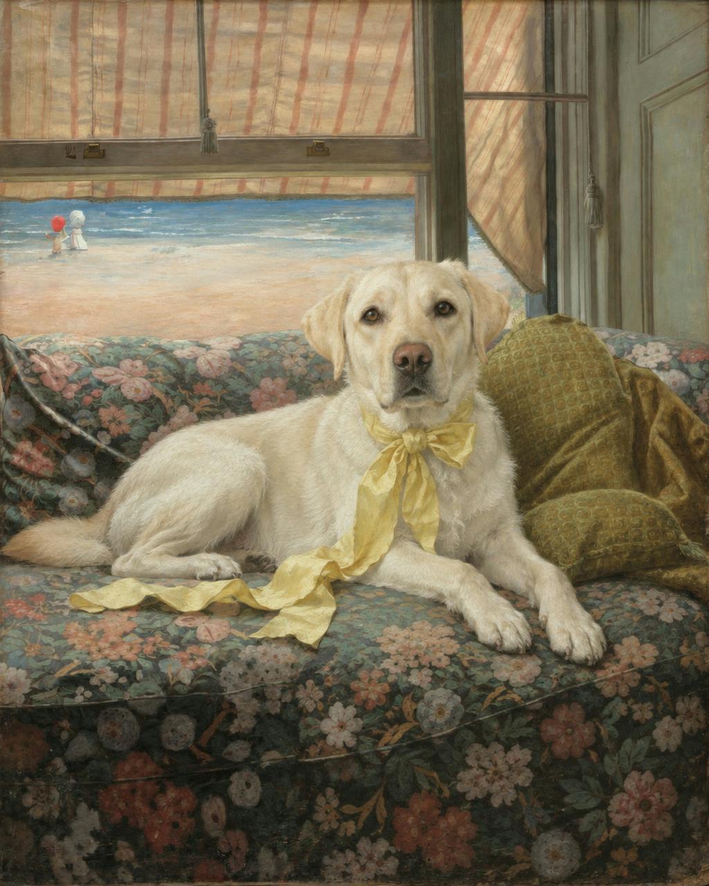 Seaside July pet portrait — custom painted portrait by Fable