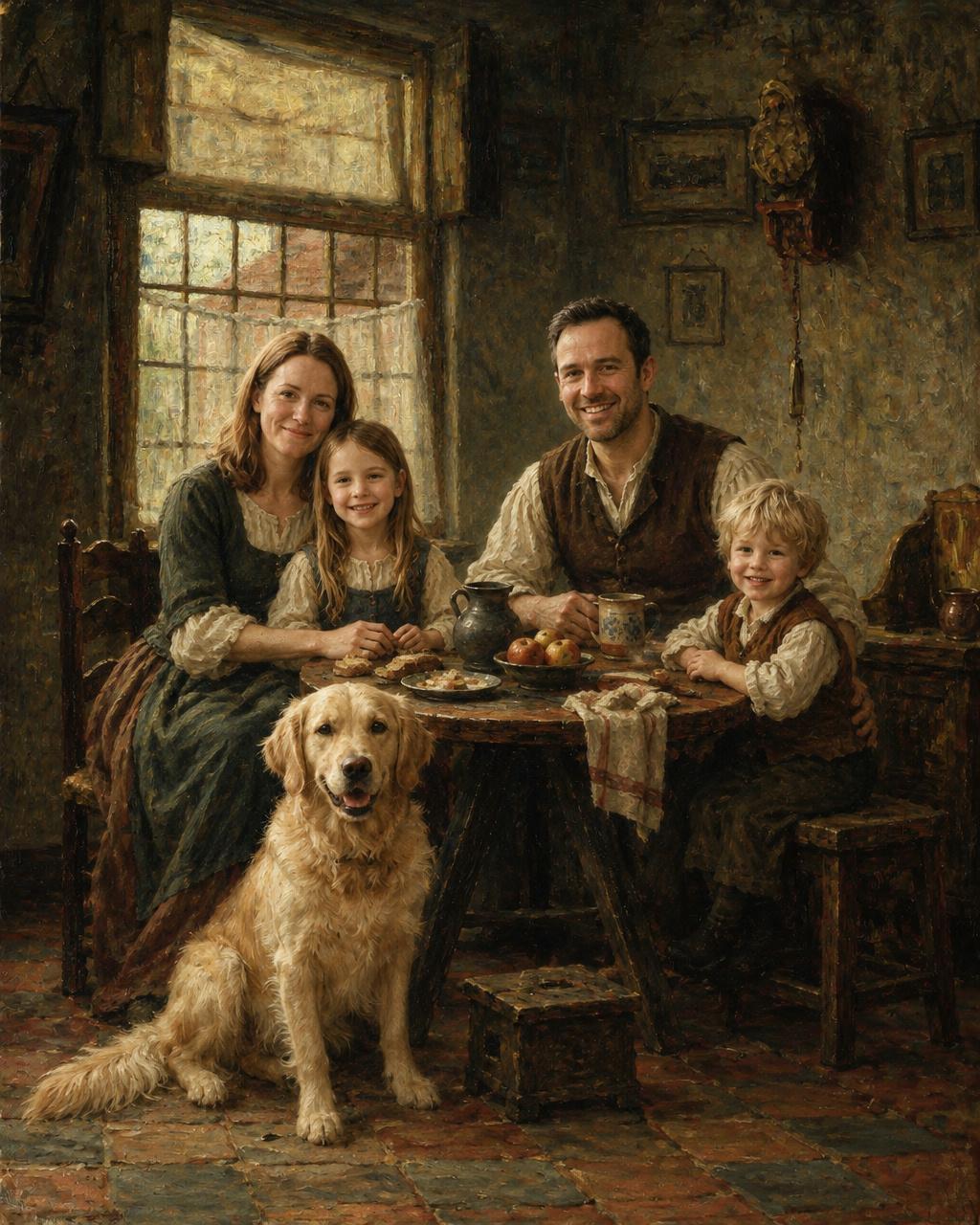 A Family Meal human portrait — custom painted portrait by Fable