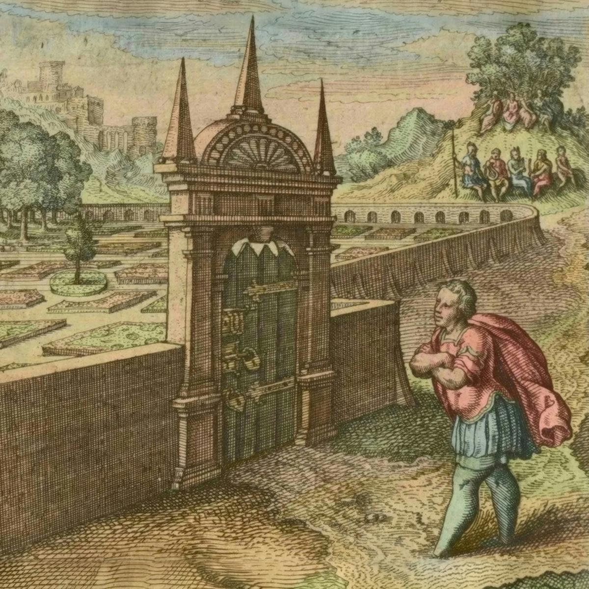 The Locked Rose Garden by Matthäus Merian the Elder, after Michael Maier — archival fine-art print from Fable