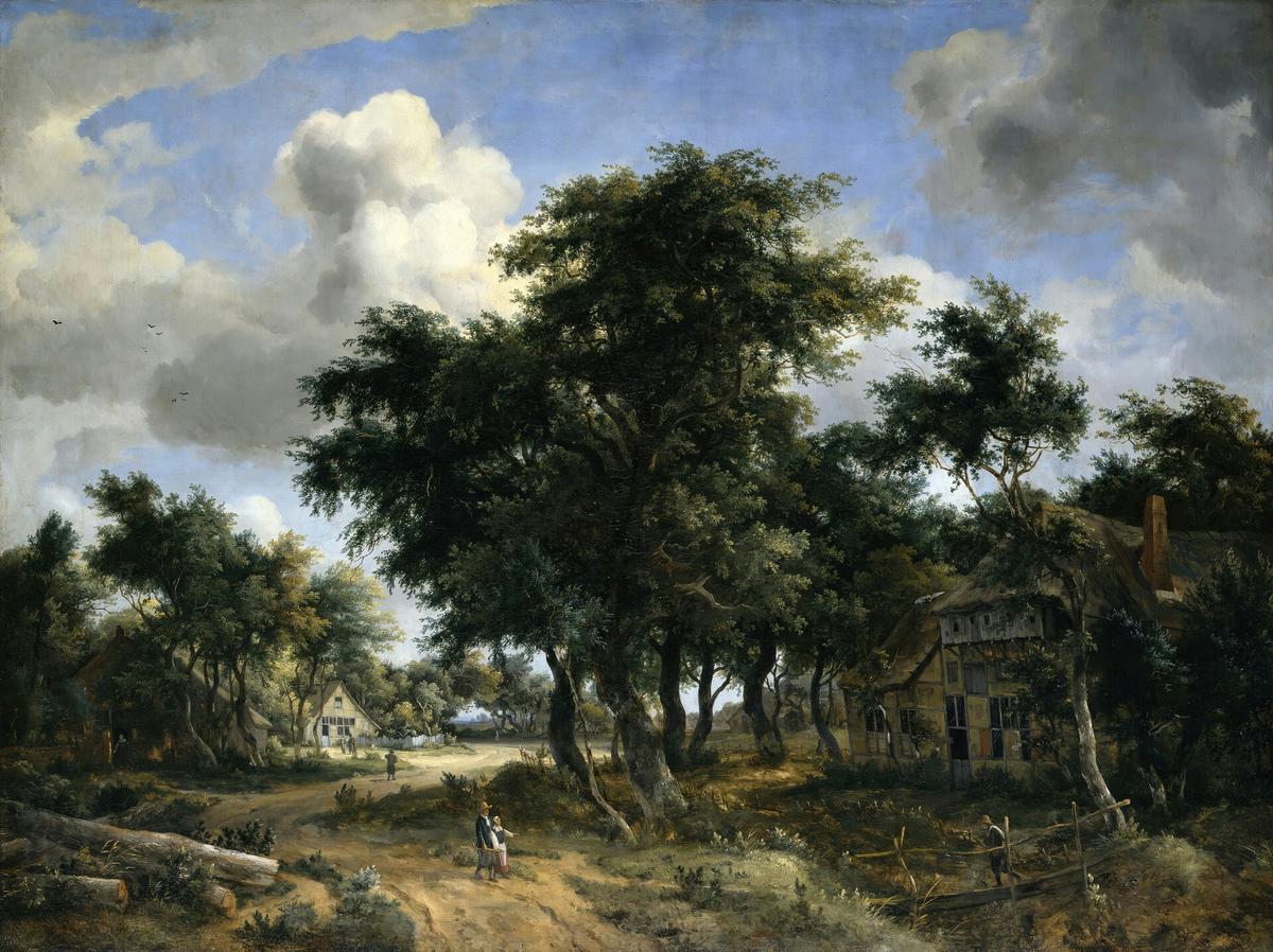 Village Street under Trees by Meindert Hobbema — archival fine-art print from Fable