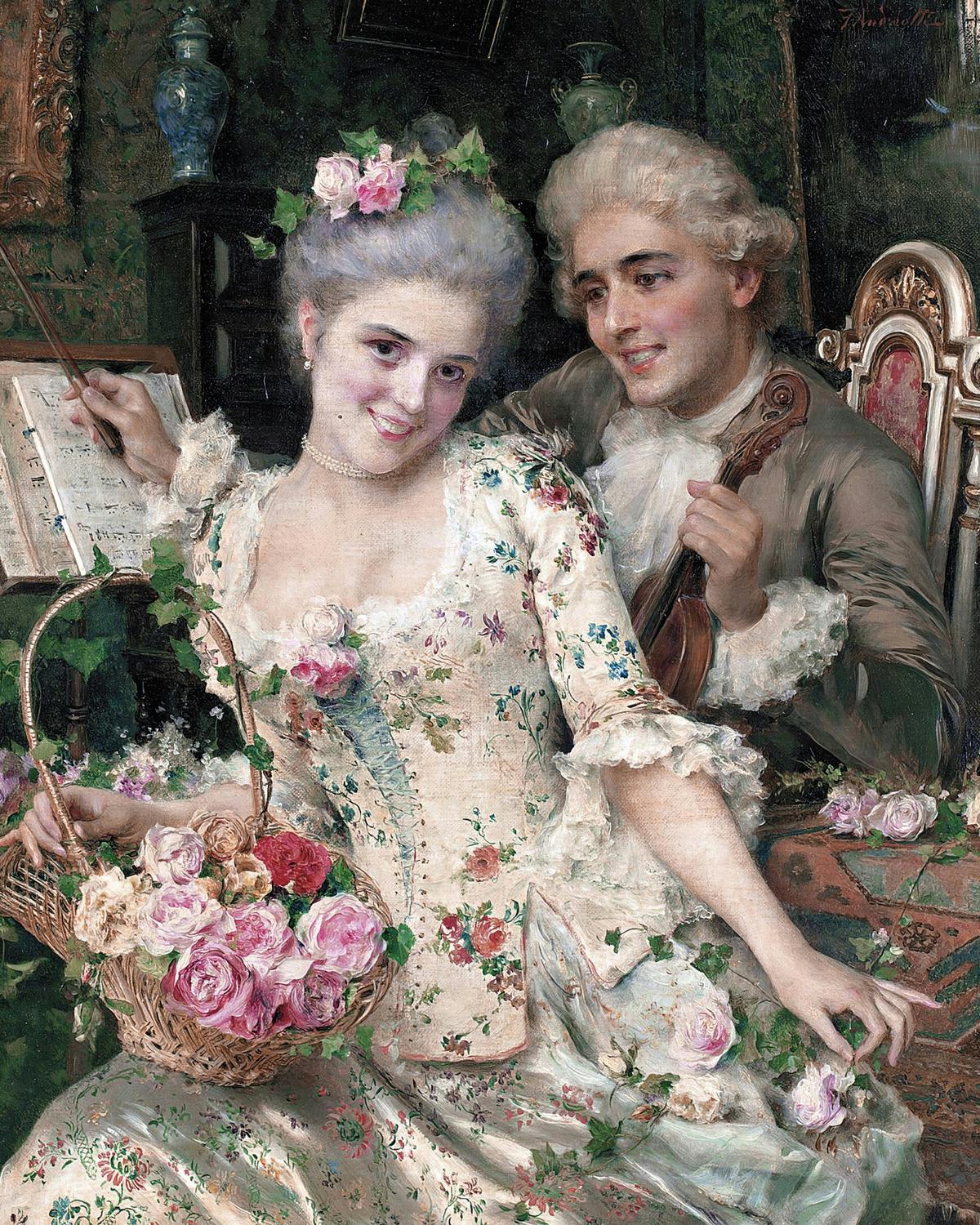 A New Basket of Flowers · Couples human portrait — custom painted portrait by Fable