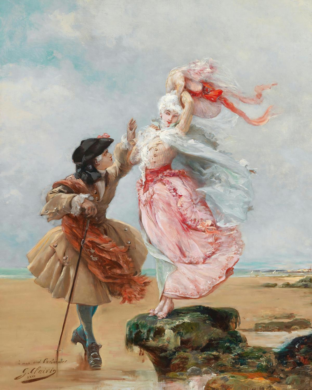 Gallant Couple on the Shore · Couples human portrait — custom painted portrait by Fable