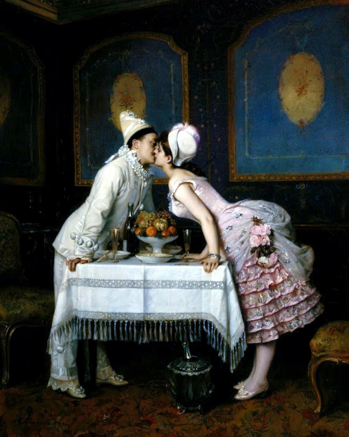 Pierrot's Kiss · Couples human portrait — custom painted portrait by Fable