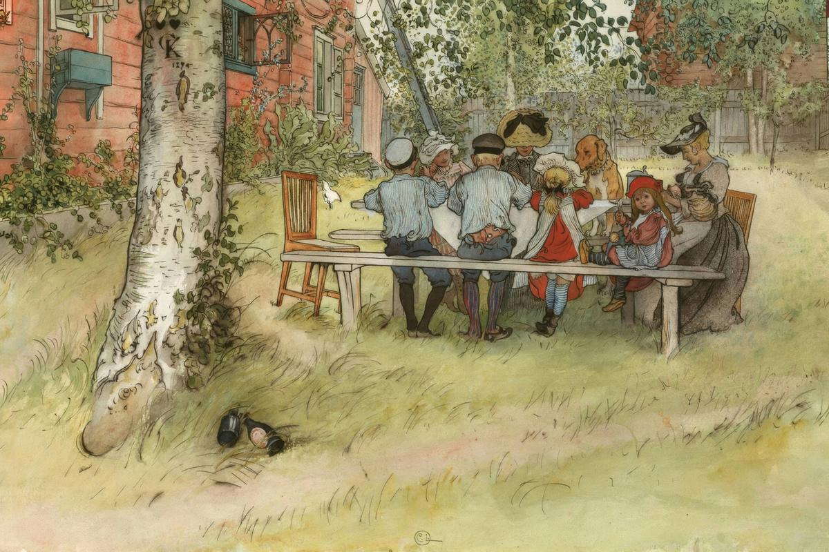 Breakfast under the Big Birch · Family human portrait — custom painted portrait by Fable