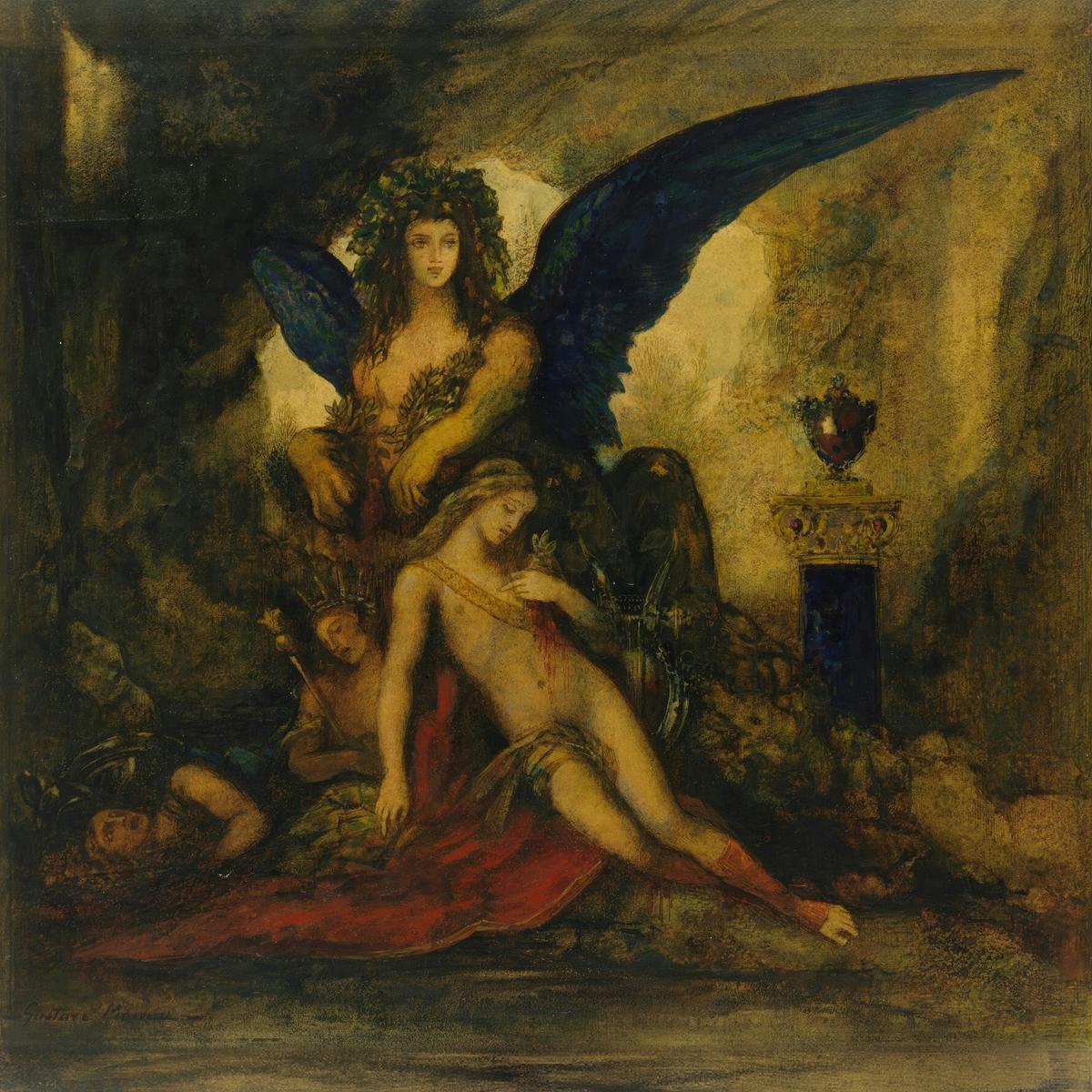 Sphinx in a Grotto (Poet, King and Warrior) by Gustave Moreau — archival fine-art print from Fable