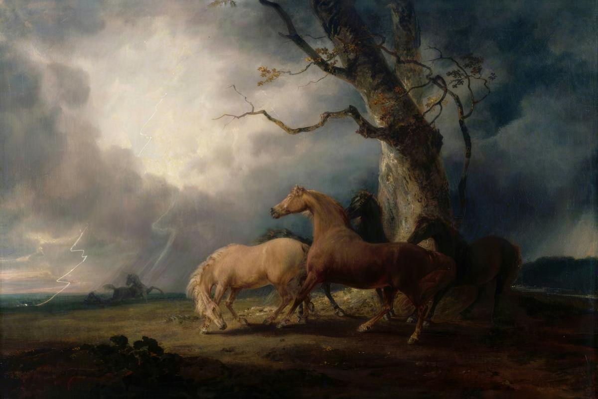 Horses in a Thunderstorm · Pets pet portrait — custom painted portrait by Fable