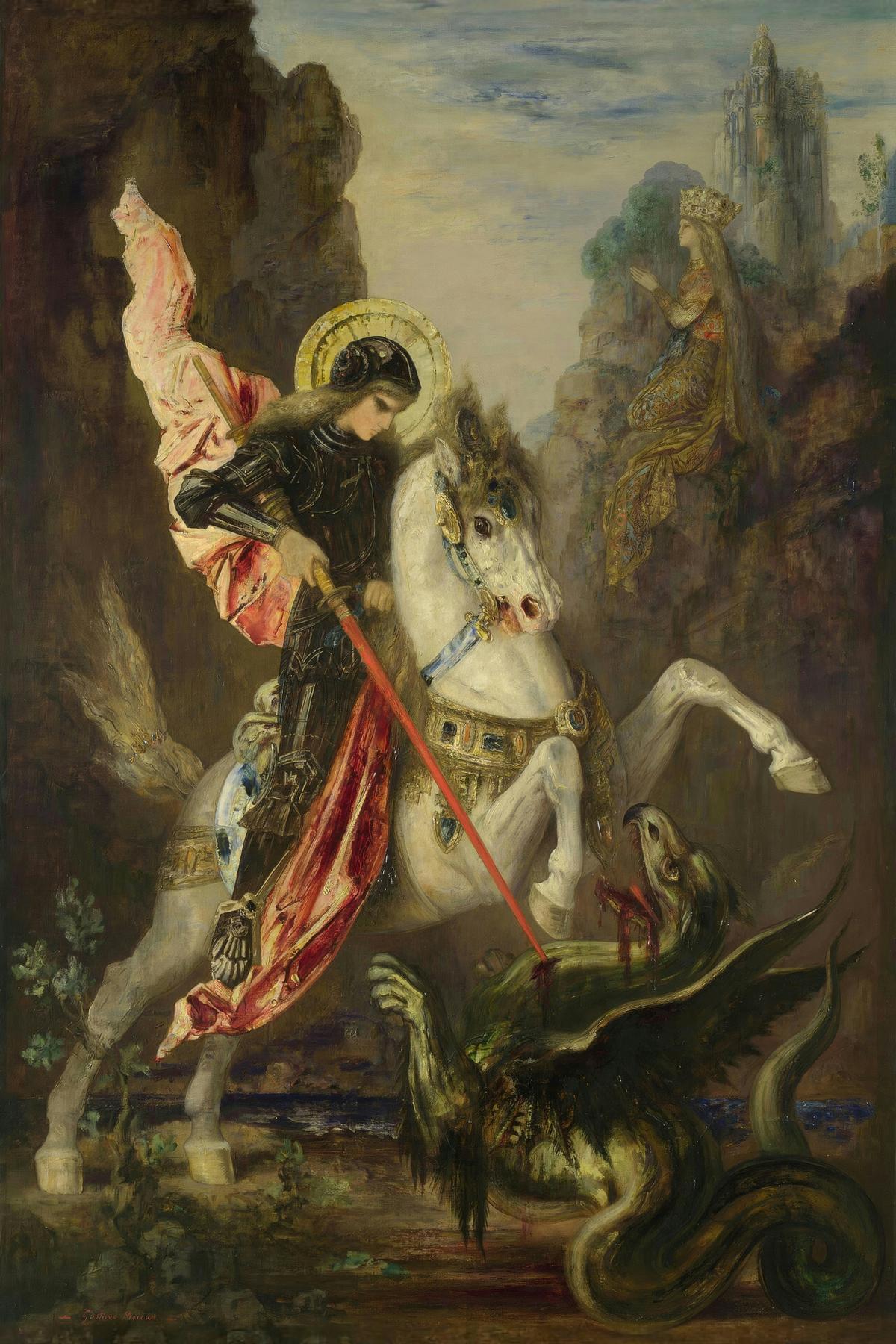 Saint George and the Dragon by Gustave Moreau — archival fine-art print from Fable