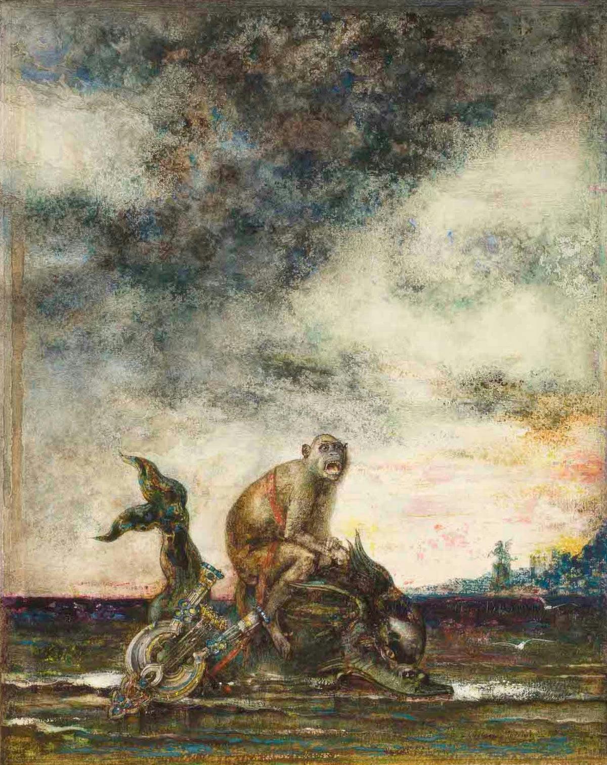 The Monkey and the Dolphin by Gustave Moreau — archival fine-art print from Fable