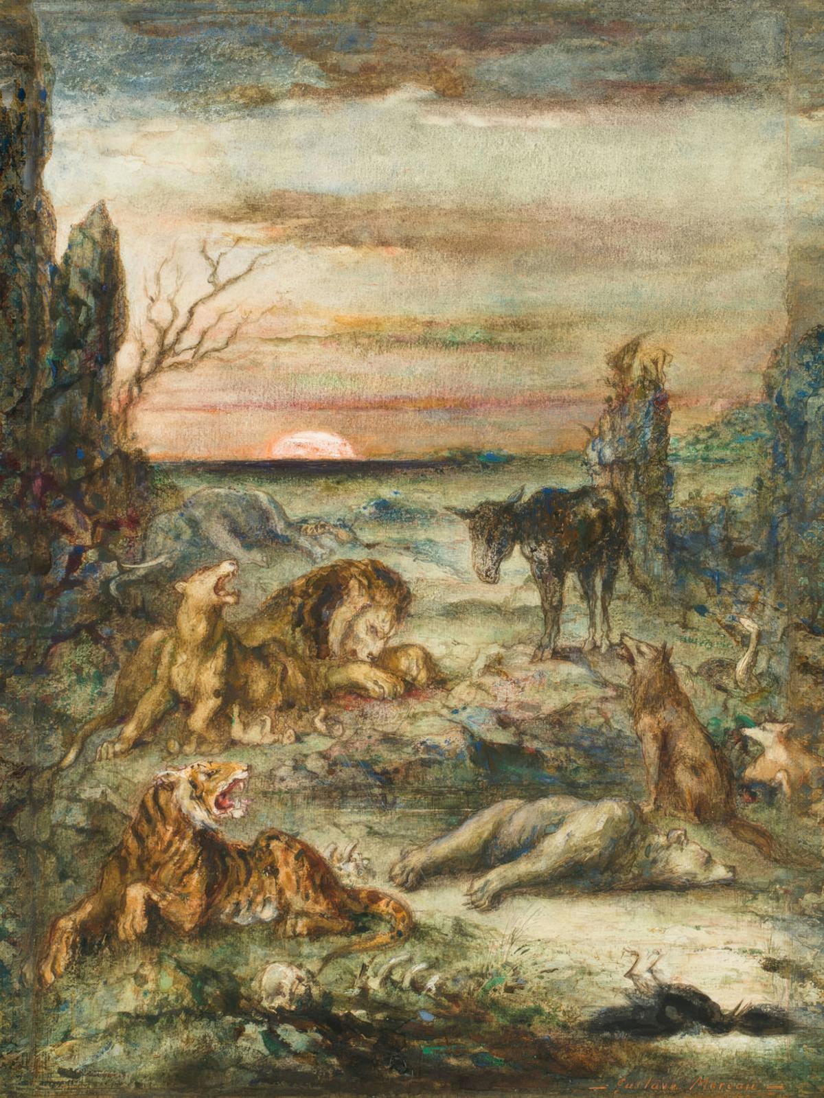 The Animals Stricken with the Plague by Gustave Moreau — archival fine-art print from Fable