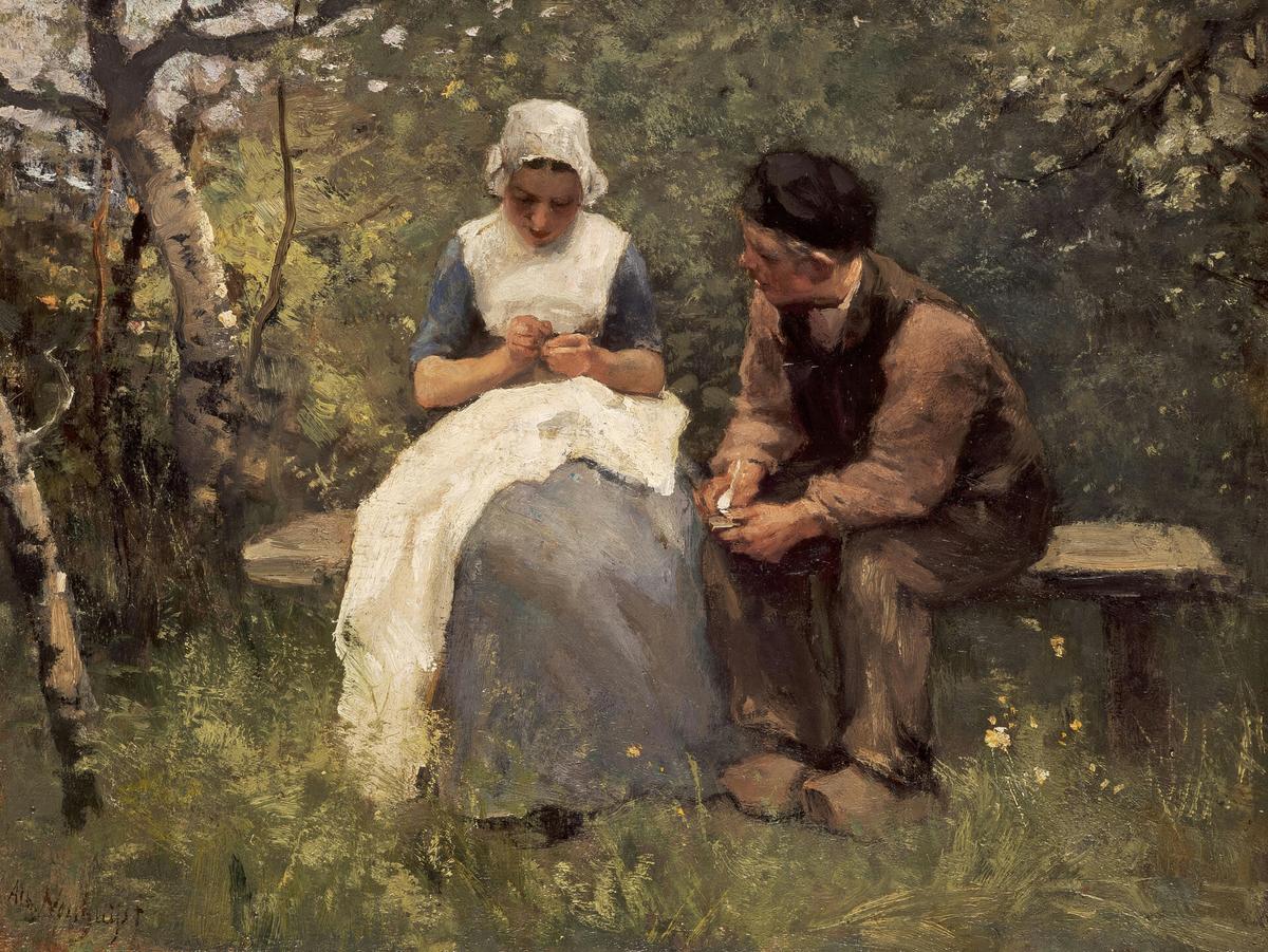 The Old, Old Story · Couples human portrait — custom painted portrait by Fable
