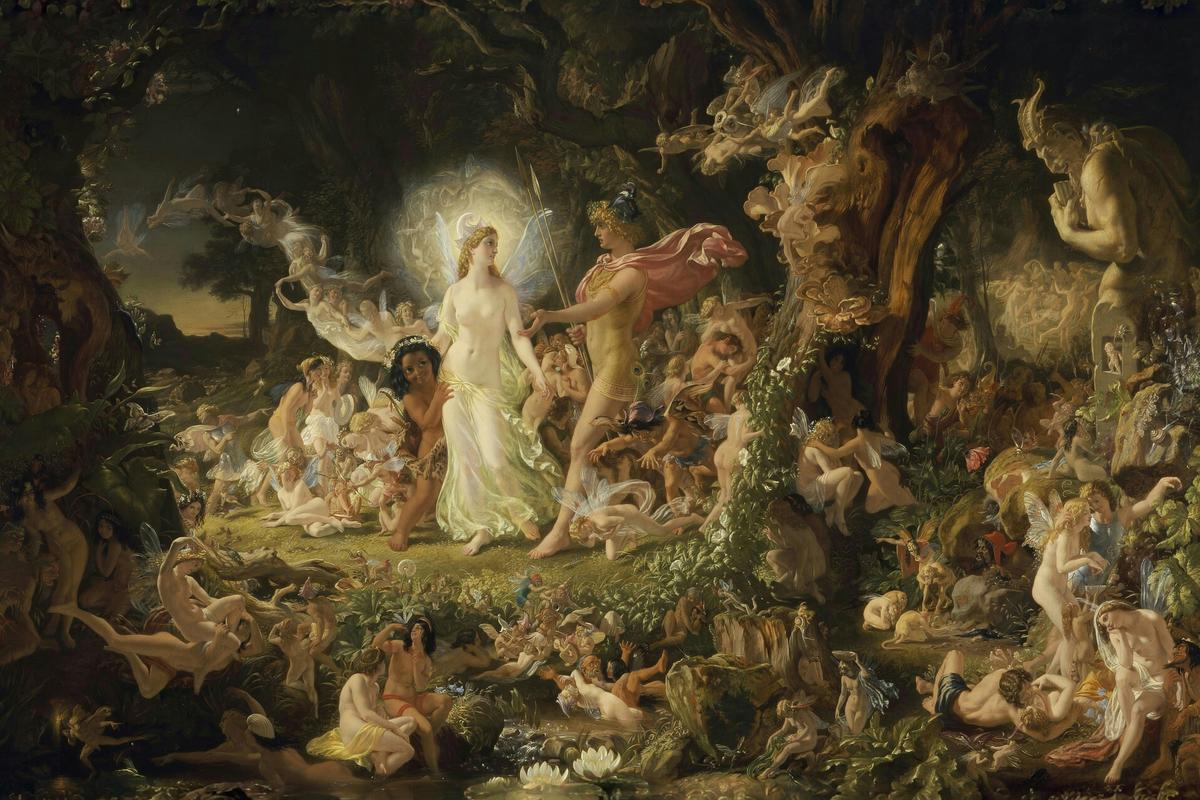 The Quarrel of Oberon and Titania by Joseph Noel Paton — archival fine-art print from Fable