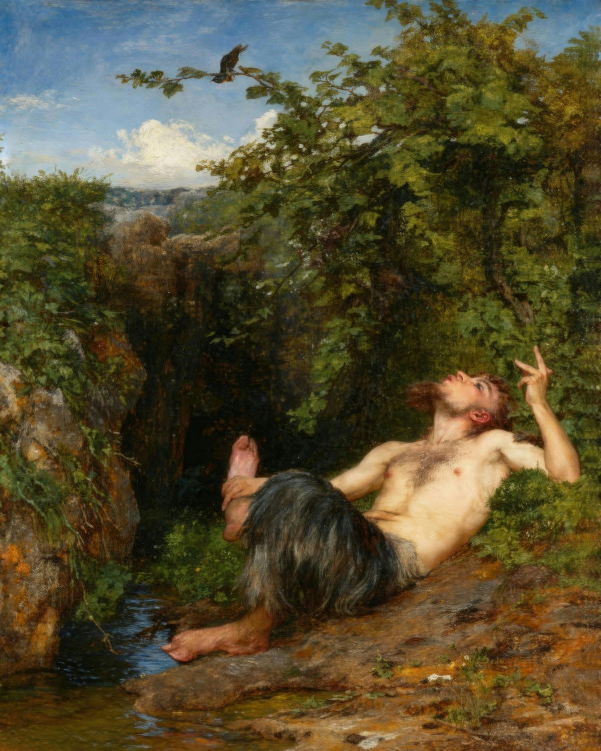 Faun Whistling to a Blackbird by Arnold Böcklin — archival fine-art print from Fable