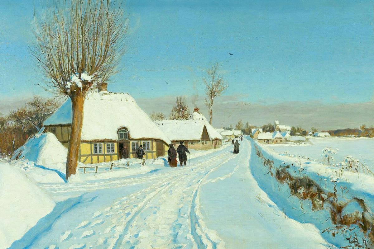 Churchgoers on Christmas Morning by Hans Andersen Brendekilde — archival fine-art print from Fable