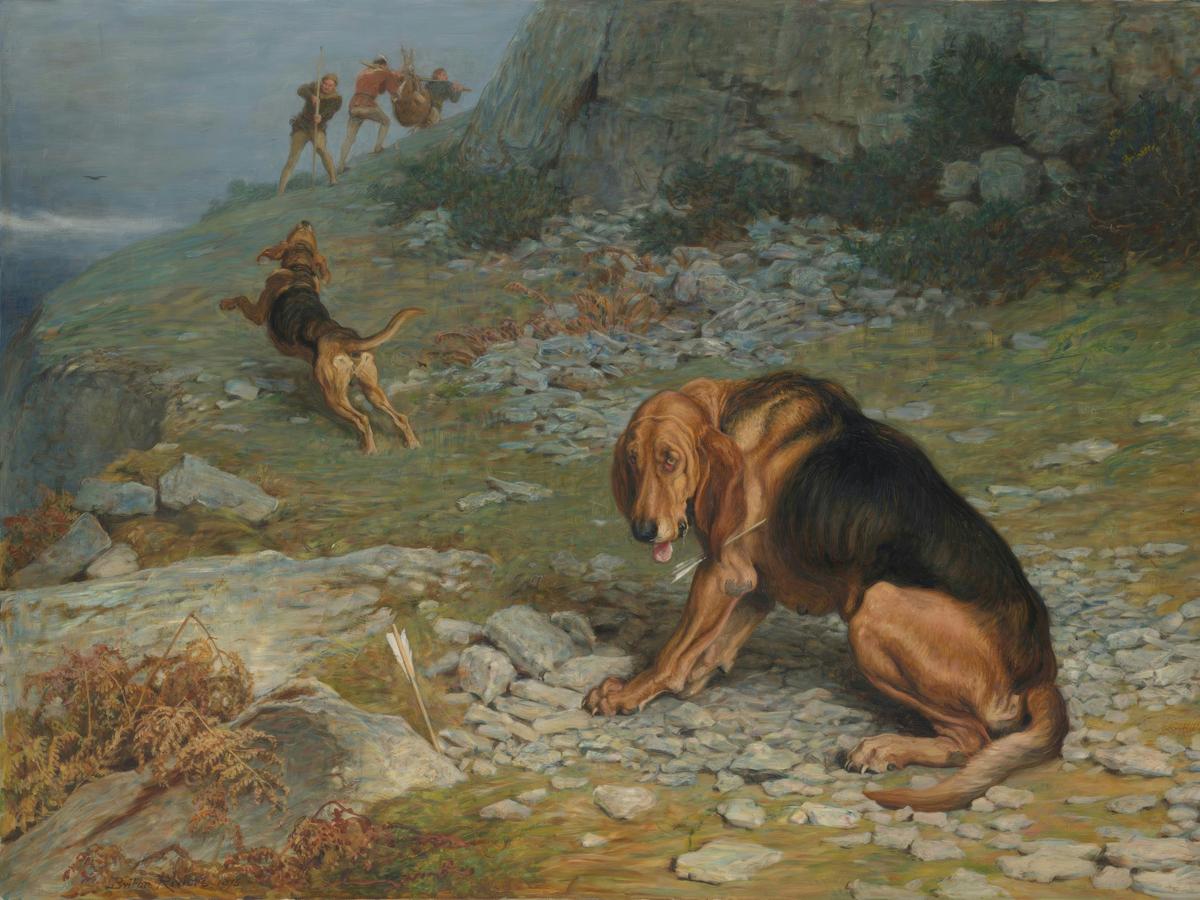 Deer Stealers Pursued by Sleuth Hounds by Briton Rivière — archival fine-art print from Fable