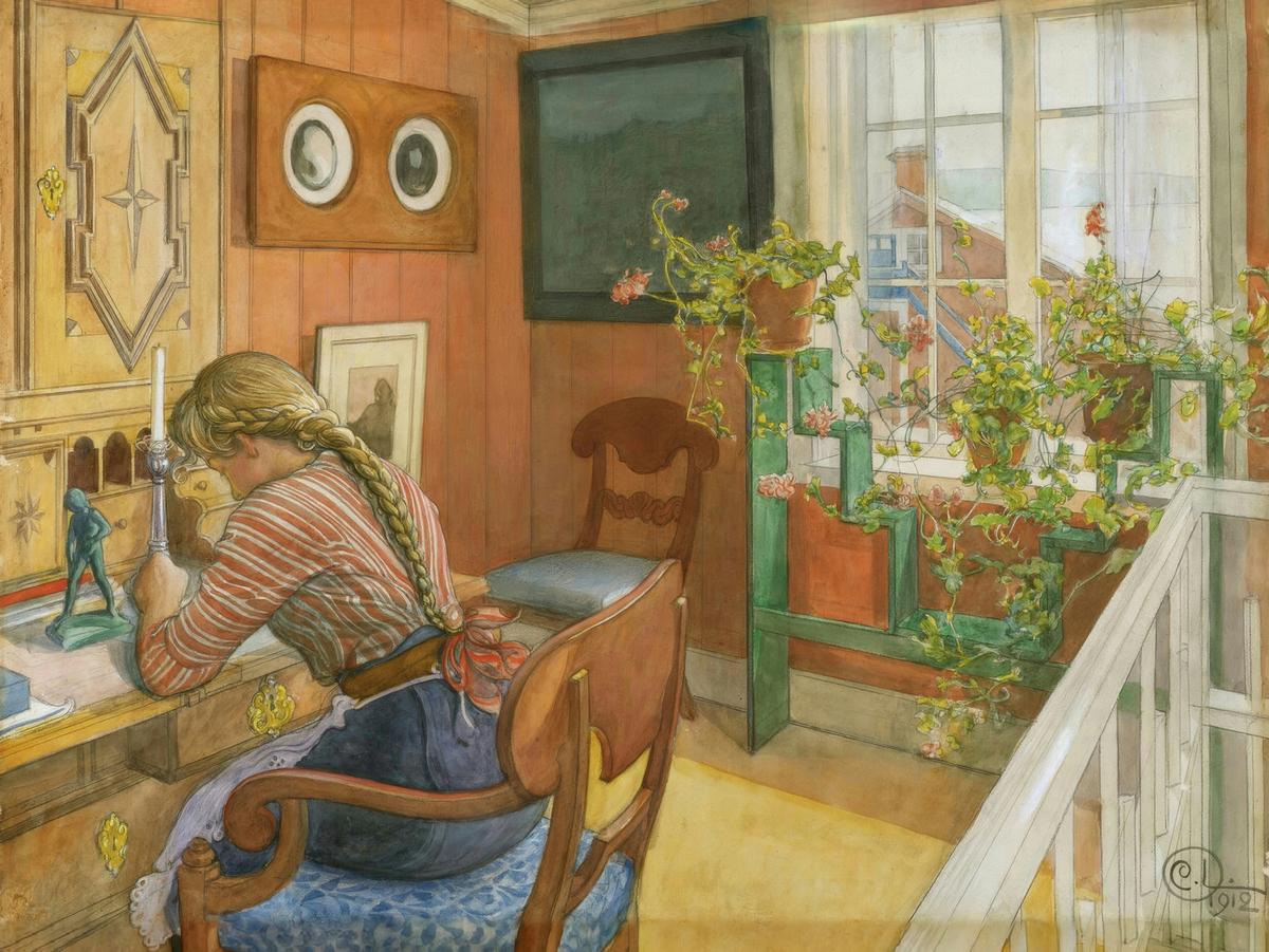 Letter-Writing by Carl Larsson — archival fine-art print from Fable