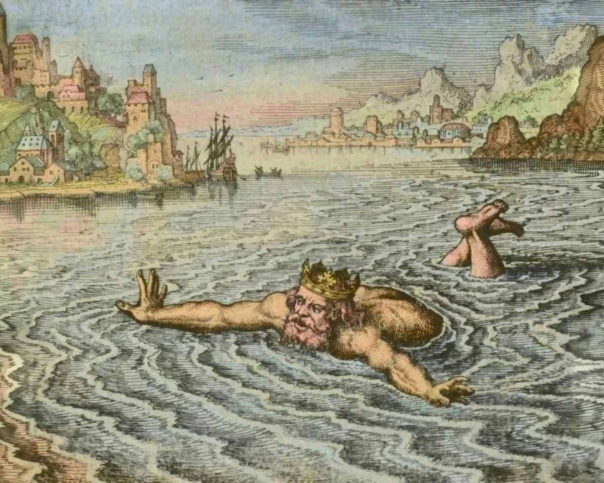 The King in the Sea by Matthäus Merian the Elder, after Michael Maier — archival fine-art print from Fable