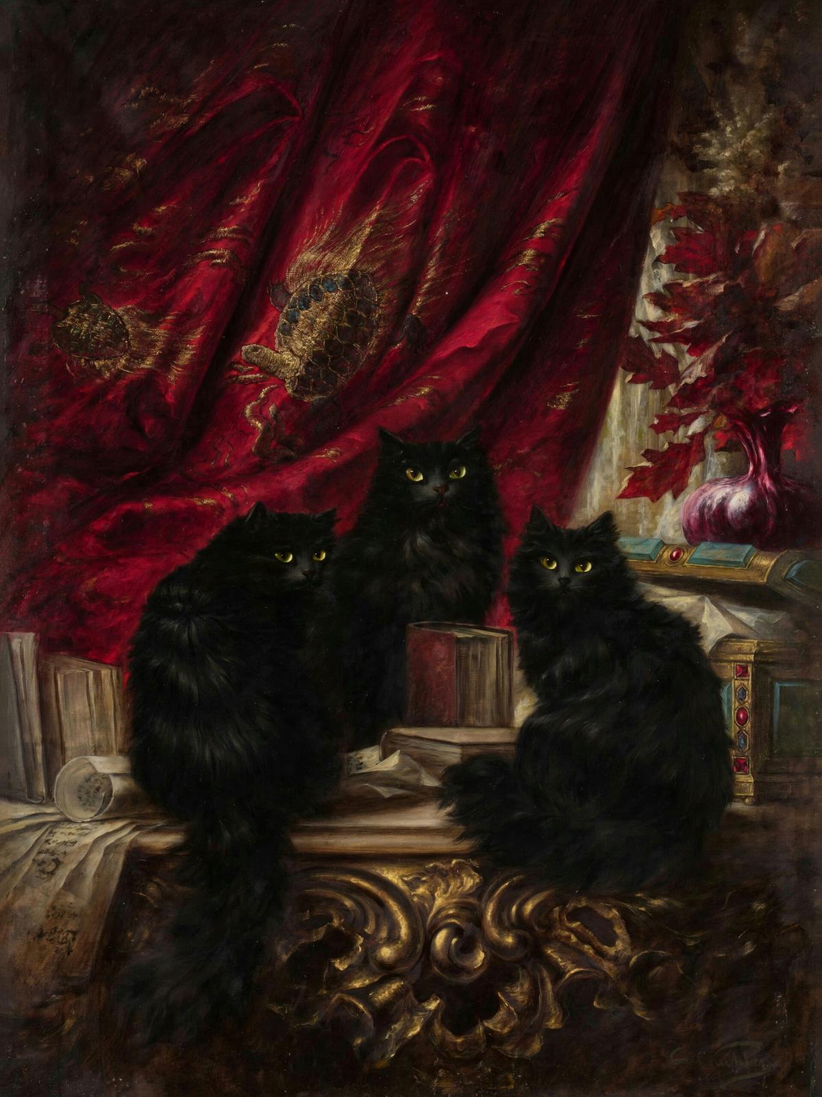 Three Black Cats · Pets pet portrait — custom painted portrait by Fable