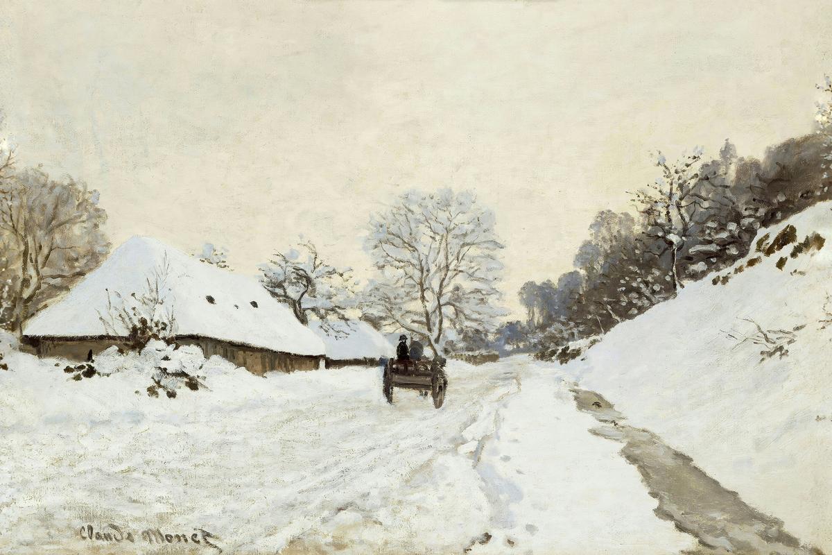 A cart on the snowy road at Honfleur home portrait — custom painted portrait by Fable