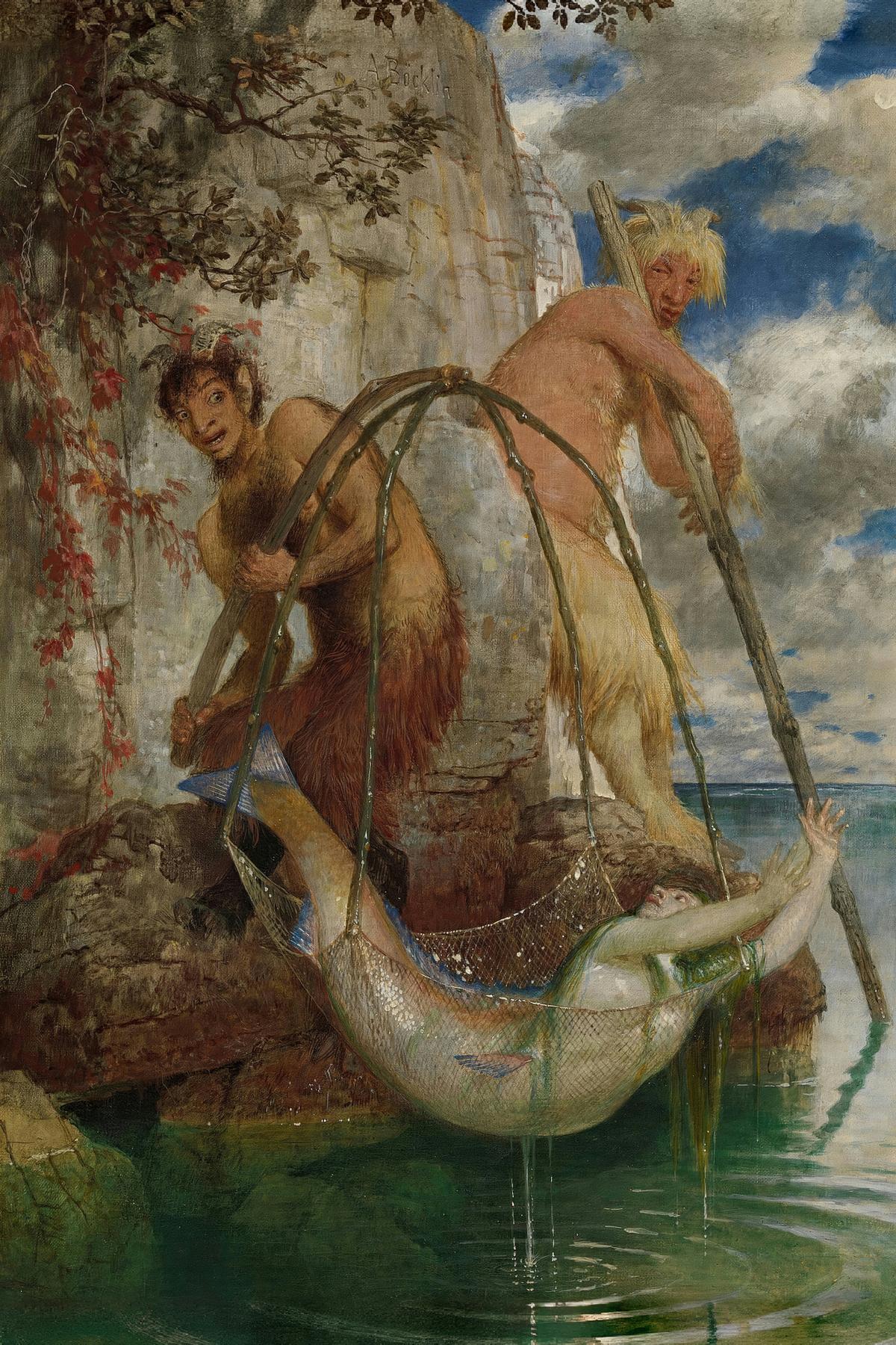 Two fishing Pans by Arnold Böcklin — archival fine-art print from Fable