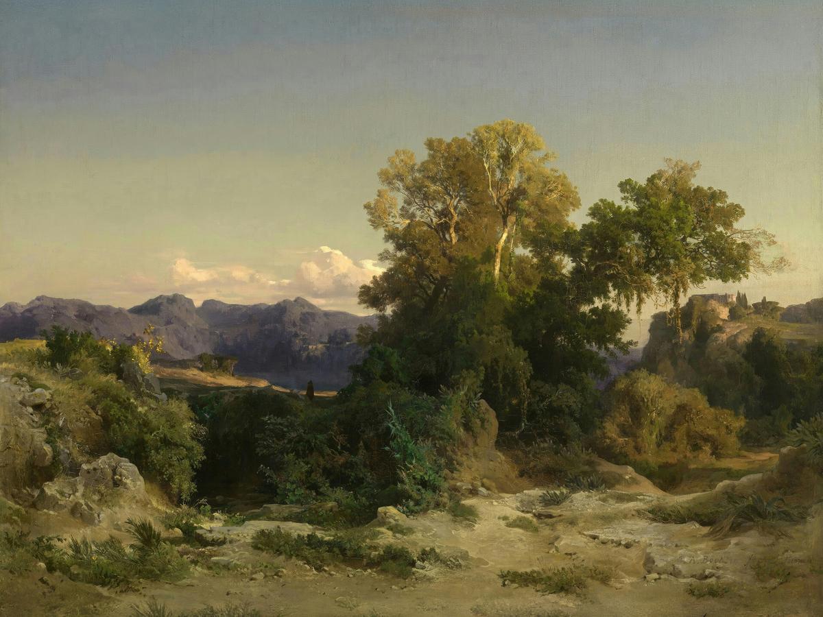 Landscape in the Roman Campagna by Arnold Böcklin — archival fine-art print from Fable