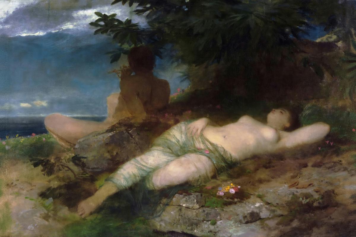Nymph and Satyr by Arnold Böcklin — archival fine-art print from Fable