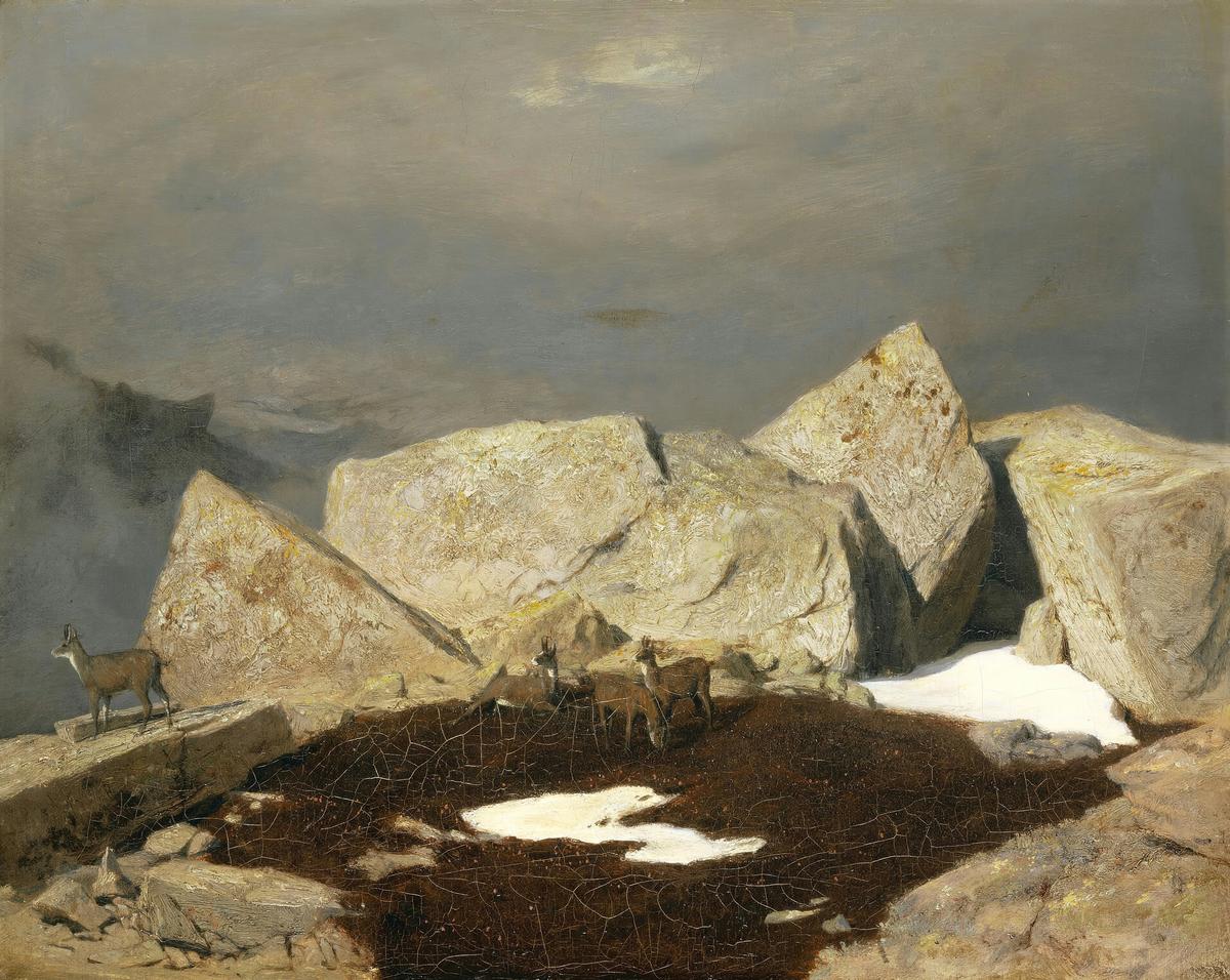Mountain Landscape with Chamois by Arnold Böcklin — archival fine-art print from Fable